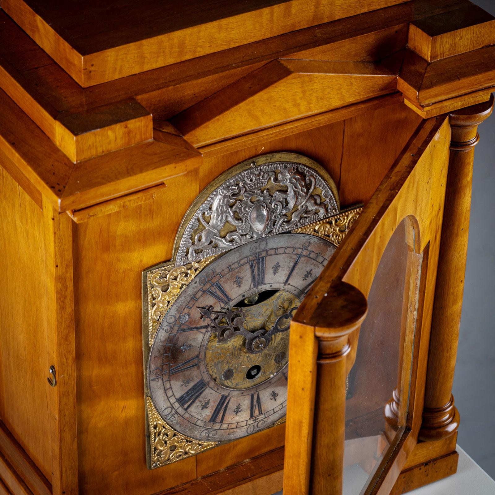 Bronze Baroque Wall Clock in a Biedermeier Case, 18th/19th Century For Sale