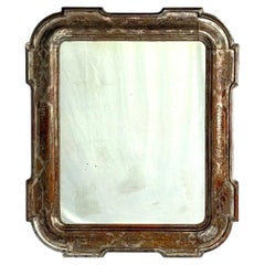 Baroque, Wall Mirror, Silver Leaf, Painted Wood, Clayed Gilt, Italy, 19th C.