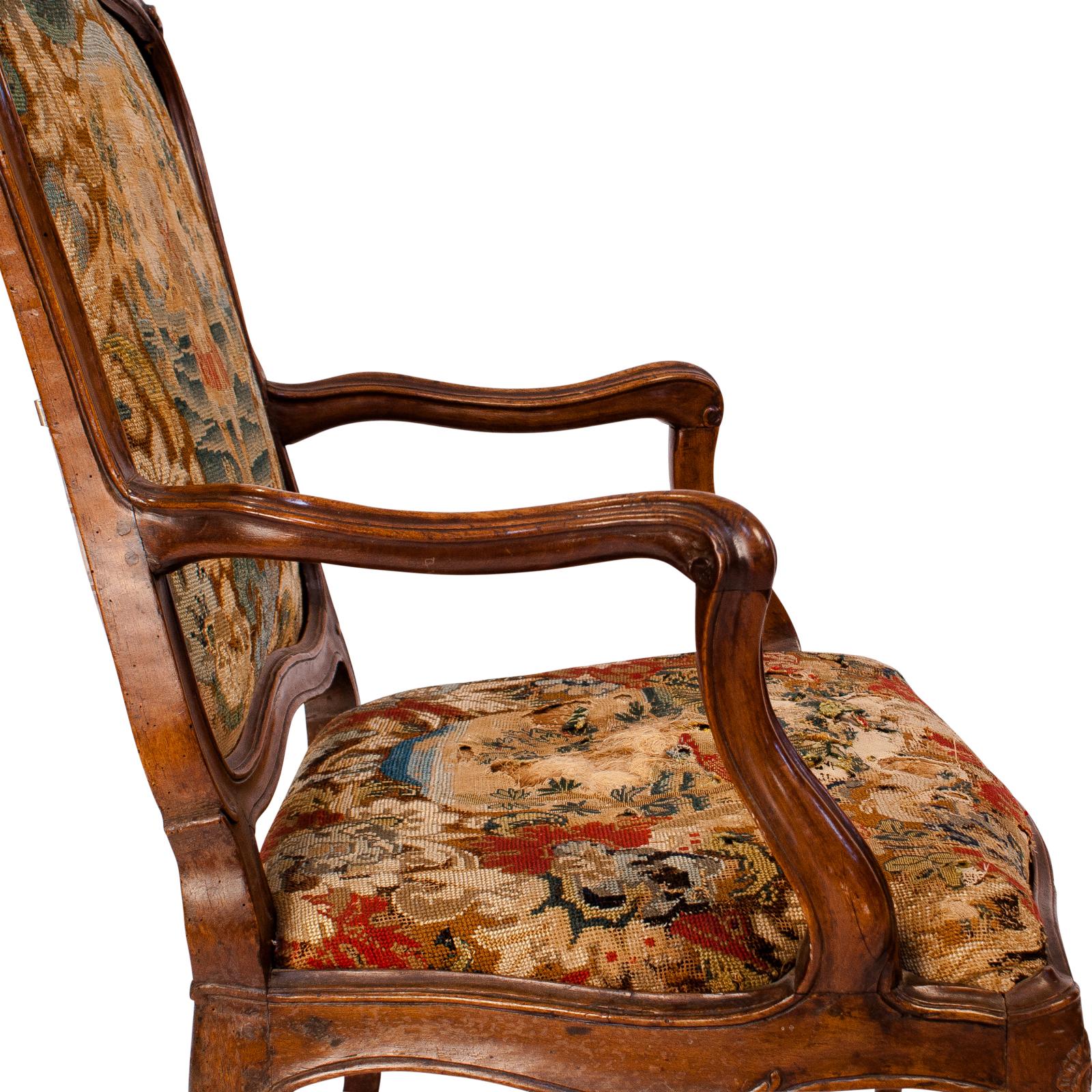 Upholstery Baroque Walnut Armchair,  Probably Venetian, Italy, circa 1770