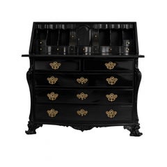 Baroque Walnut Black Lacquer Cabinet, 20th Century