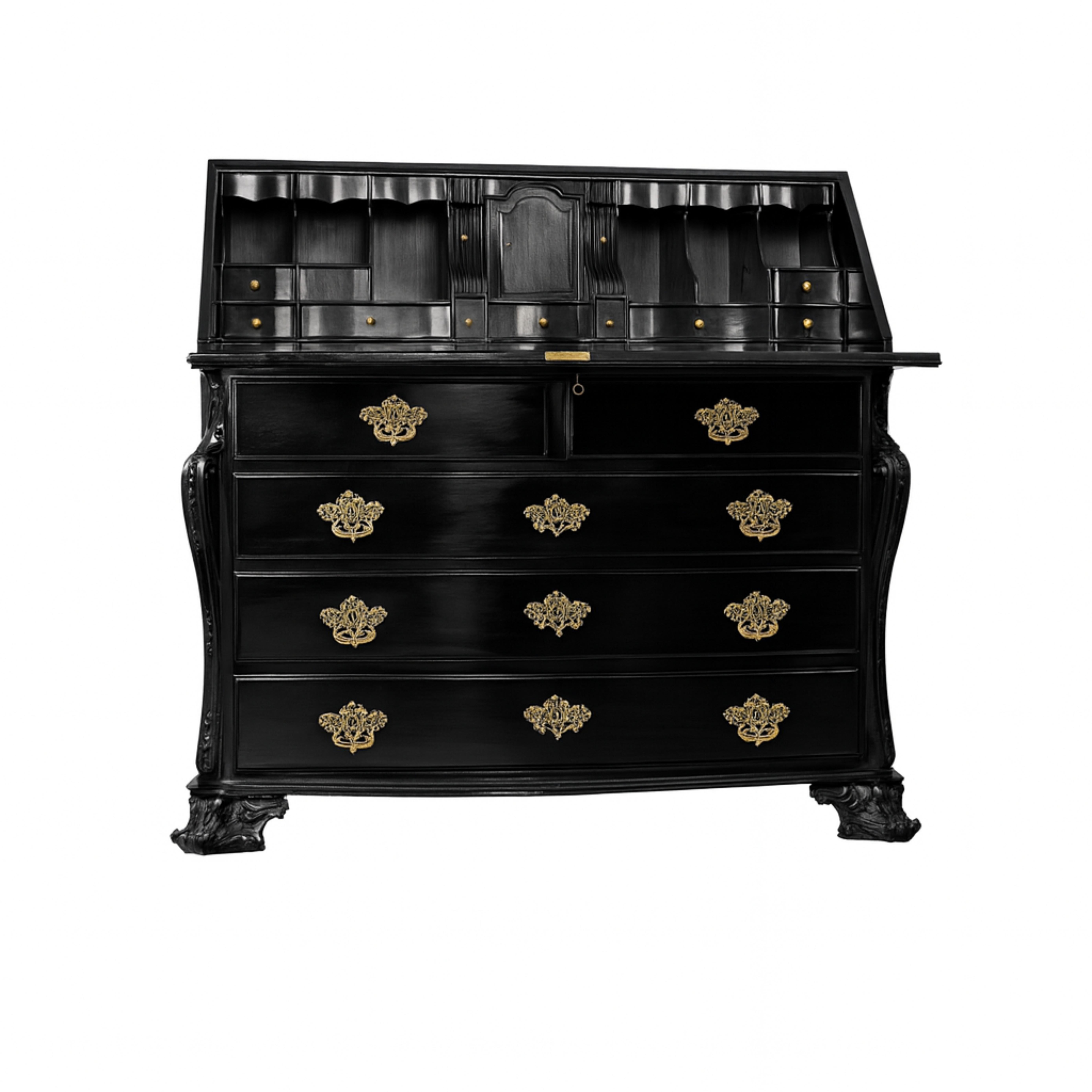 Barockes Nussbaum-Schwarzlack-Kabinett, 20. Jahrhundert (Portugiesisch) im Angebot