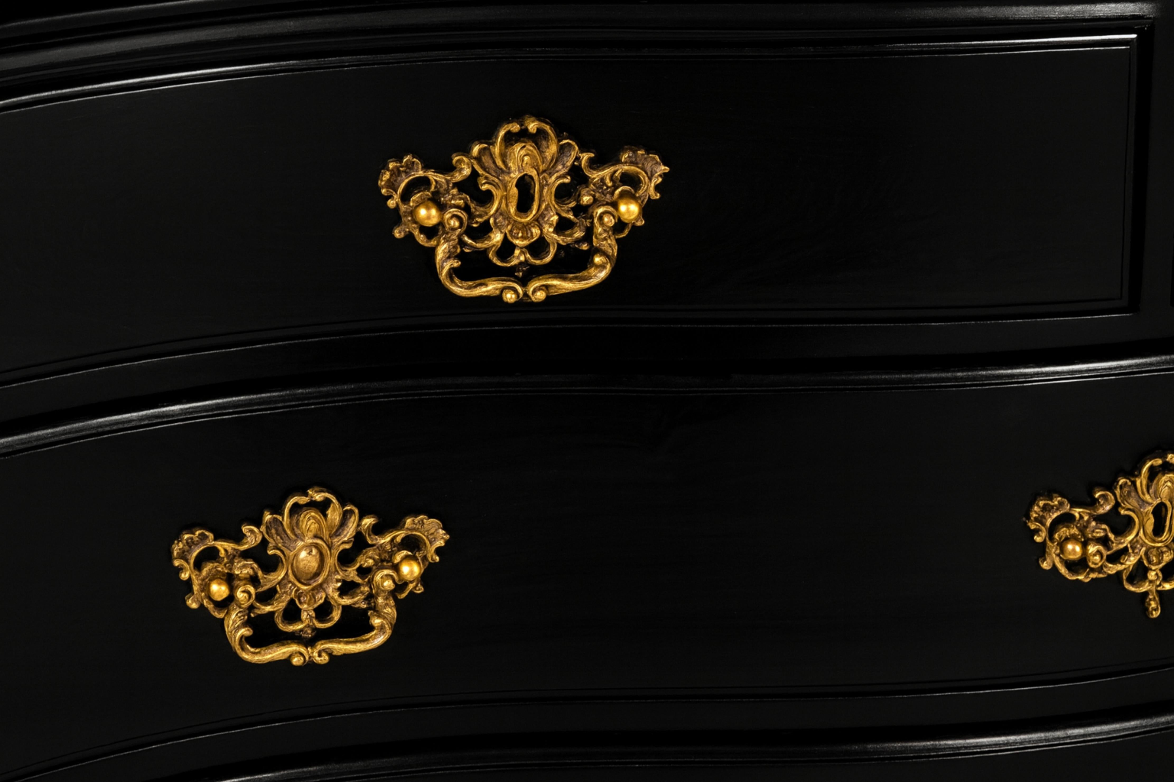 Cassettiera barocca in noce e lacca nera, XIX secolo In condizioni buone in vendita a Lisbon, PT