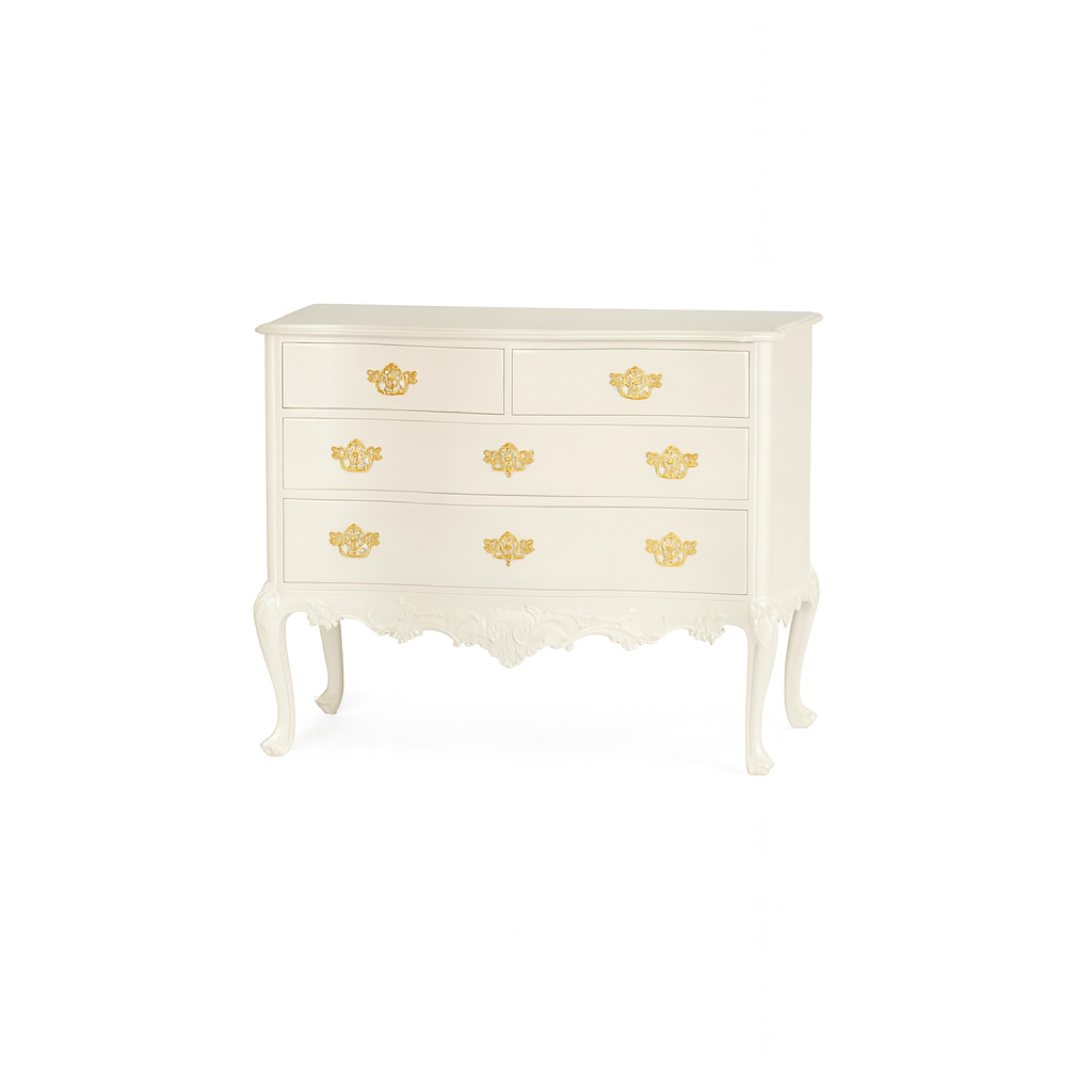 Baroque Walnut Off White Lacquer Chests of drawers, 19th Century (Messing) im Angebot