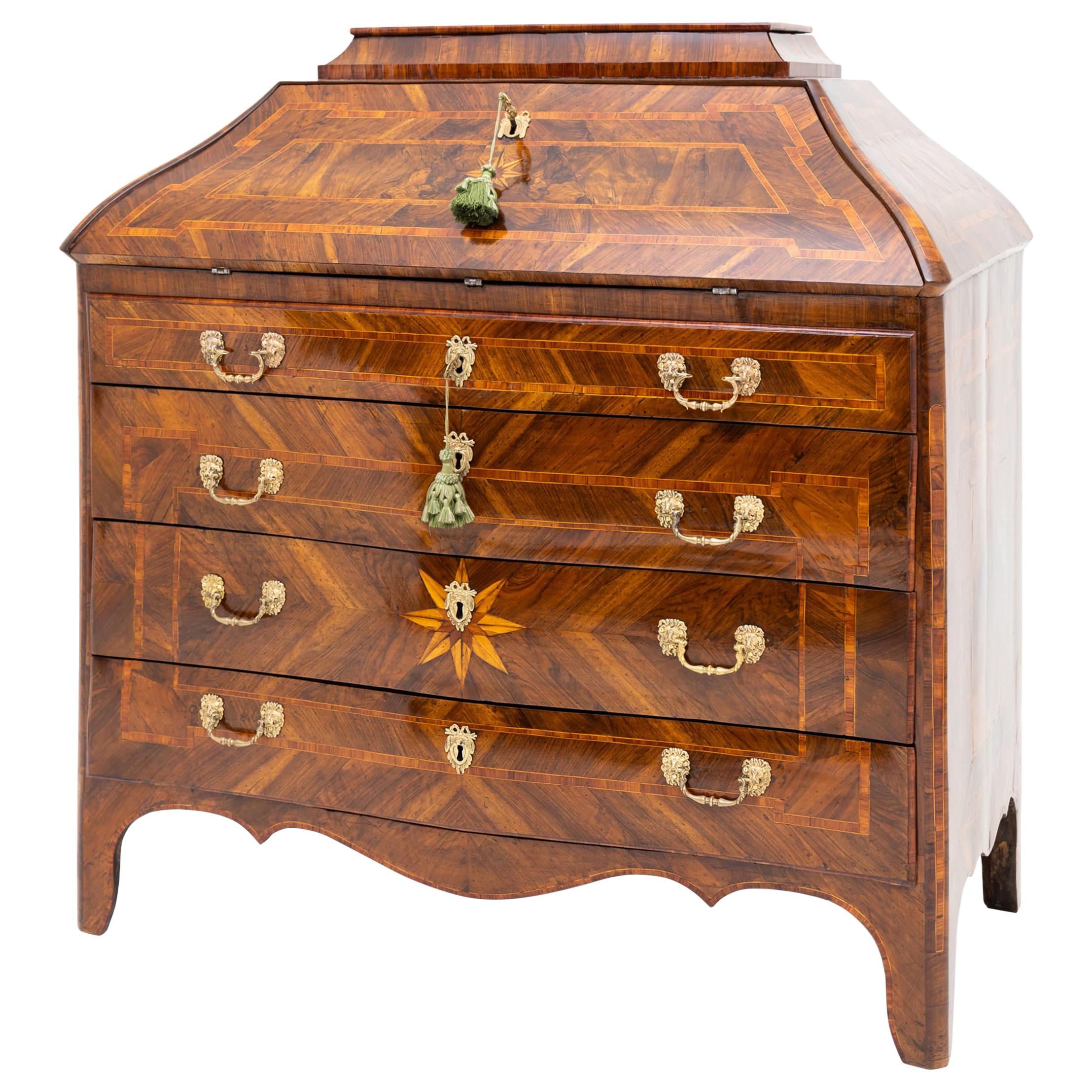 Baroque Walnut Secretaire, 18th Century