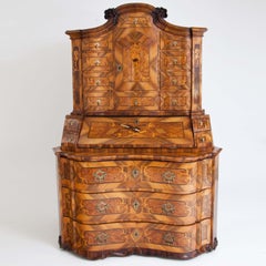 Baroque Walnut Veneered Tabernacle Secretaire, German, 18th Century