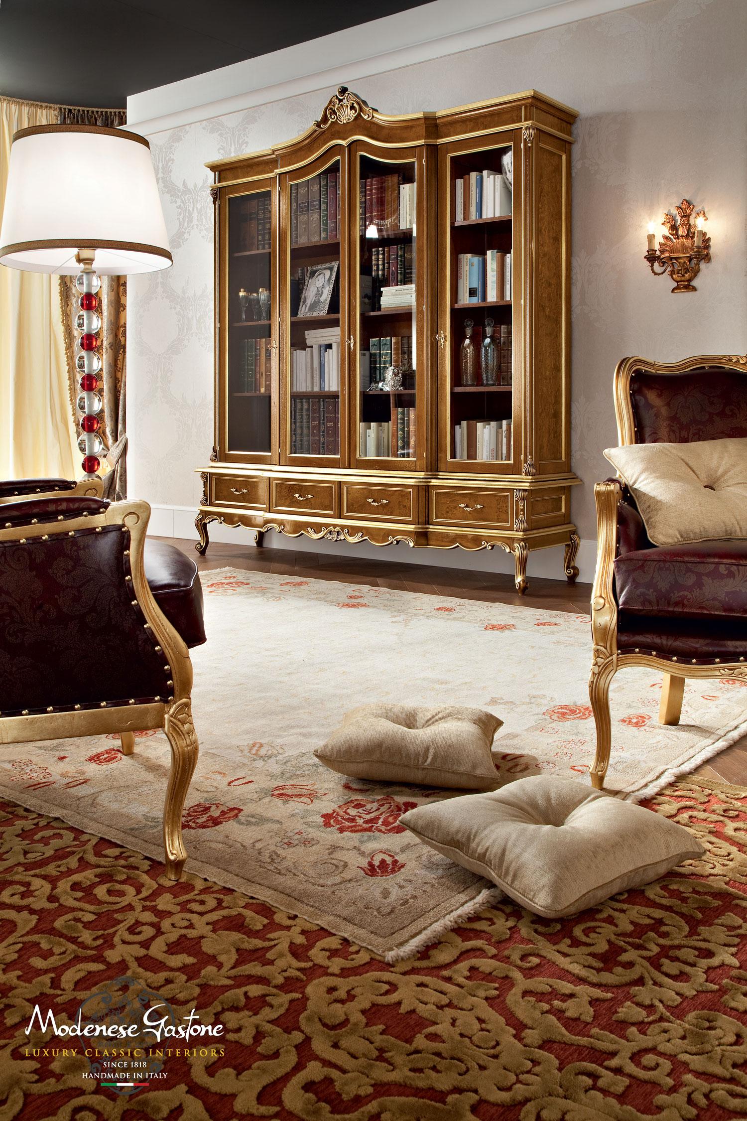 Incrusté Bureau baroque avec détails en feuilles d'or de Modenese Gastone Interiors en vente