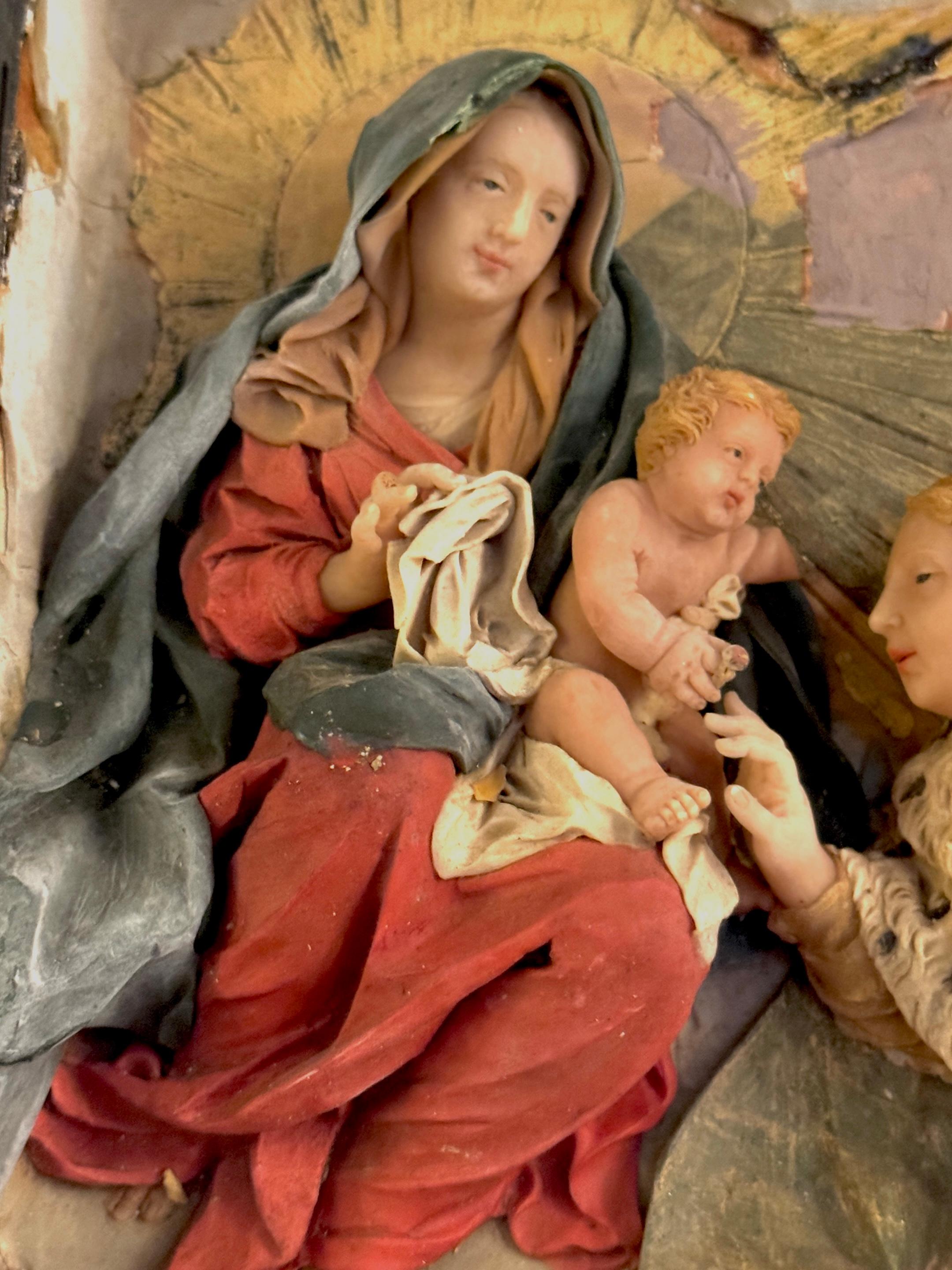 Placa barroca de cera de la Adoración de los Reyes Magos, escuela italiana S. XVIII o posterior en Bueno estado para la venta en West Palm Beach, FL
