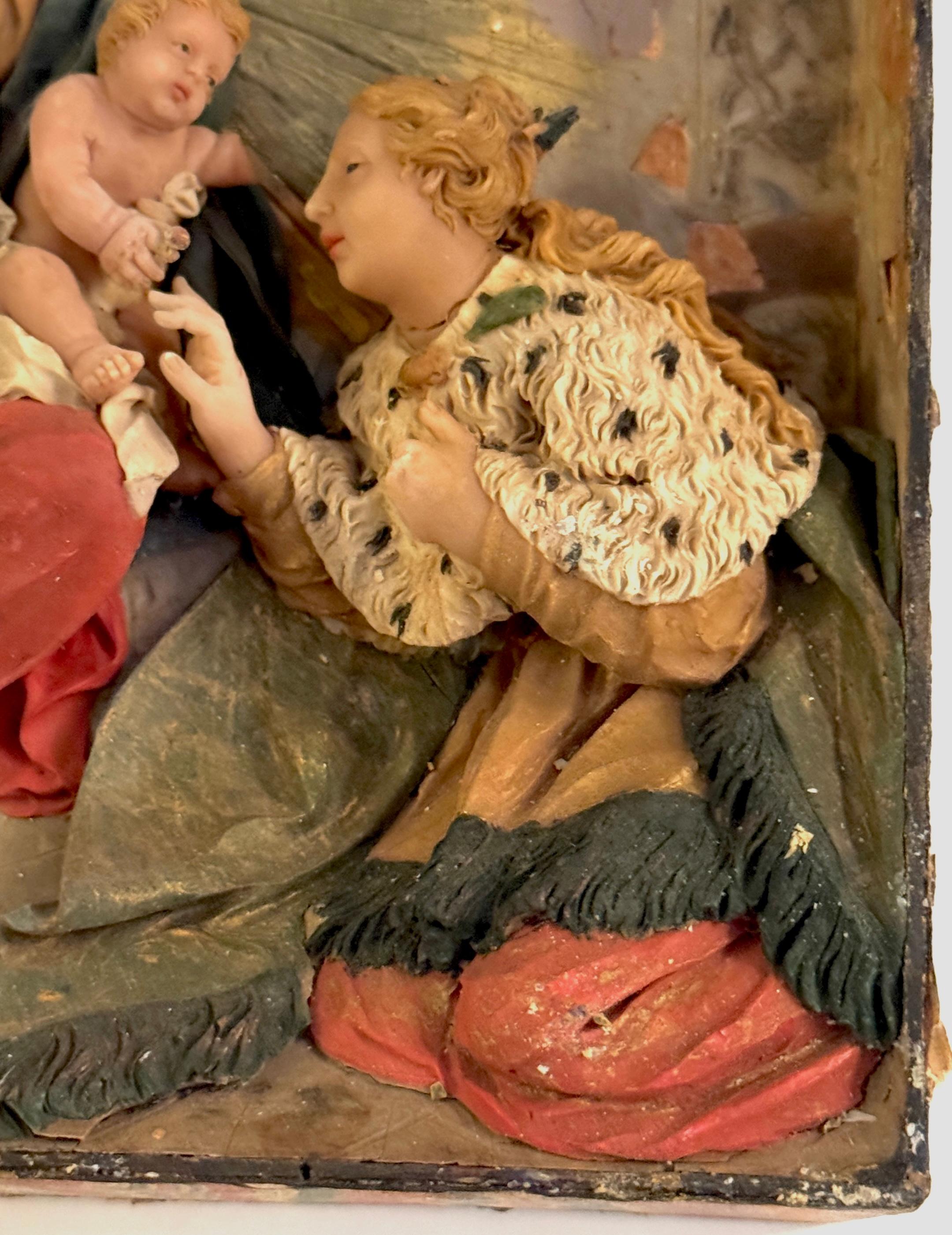 Placa barroca de cera de la Adoración de los Reyes Magos, escuela italiana S. XVIII o posterior siglo XVIII y antes en venta