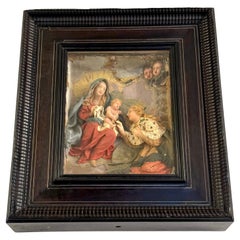Placa barroca de cera de la Adoración de los Reyes Magos, escuela italiana S. XVIII o posterior