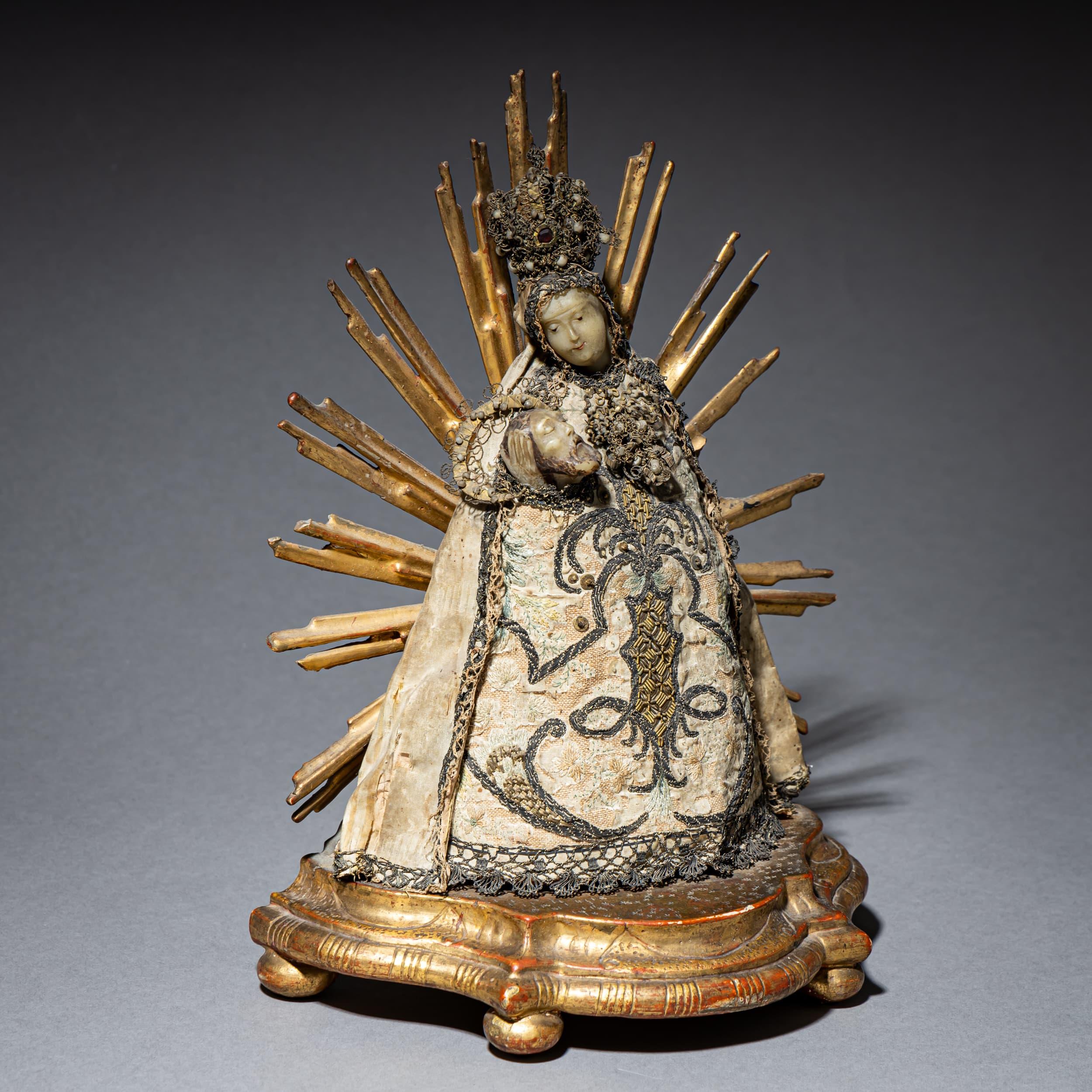 Baroque Figure de cire baroque représentant la Madone, Allemagne, XVIIIe siècle en vente