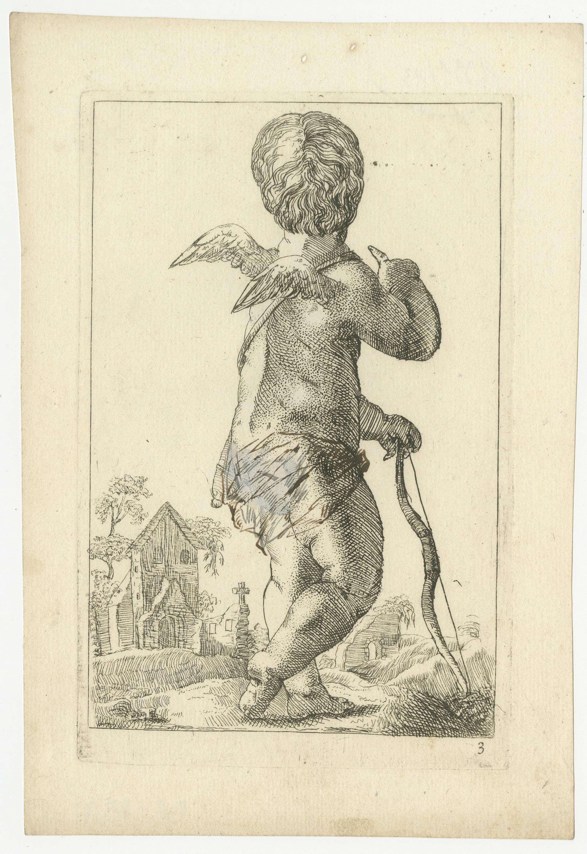 Gravé Fantaisie baroque : Les gravures de Putti de I.L.D. A. CIRCA, vers 1620 en vente