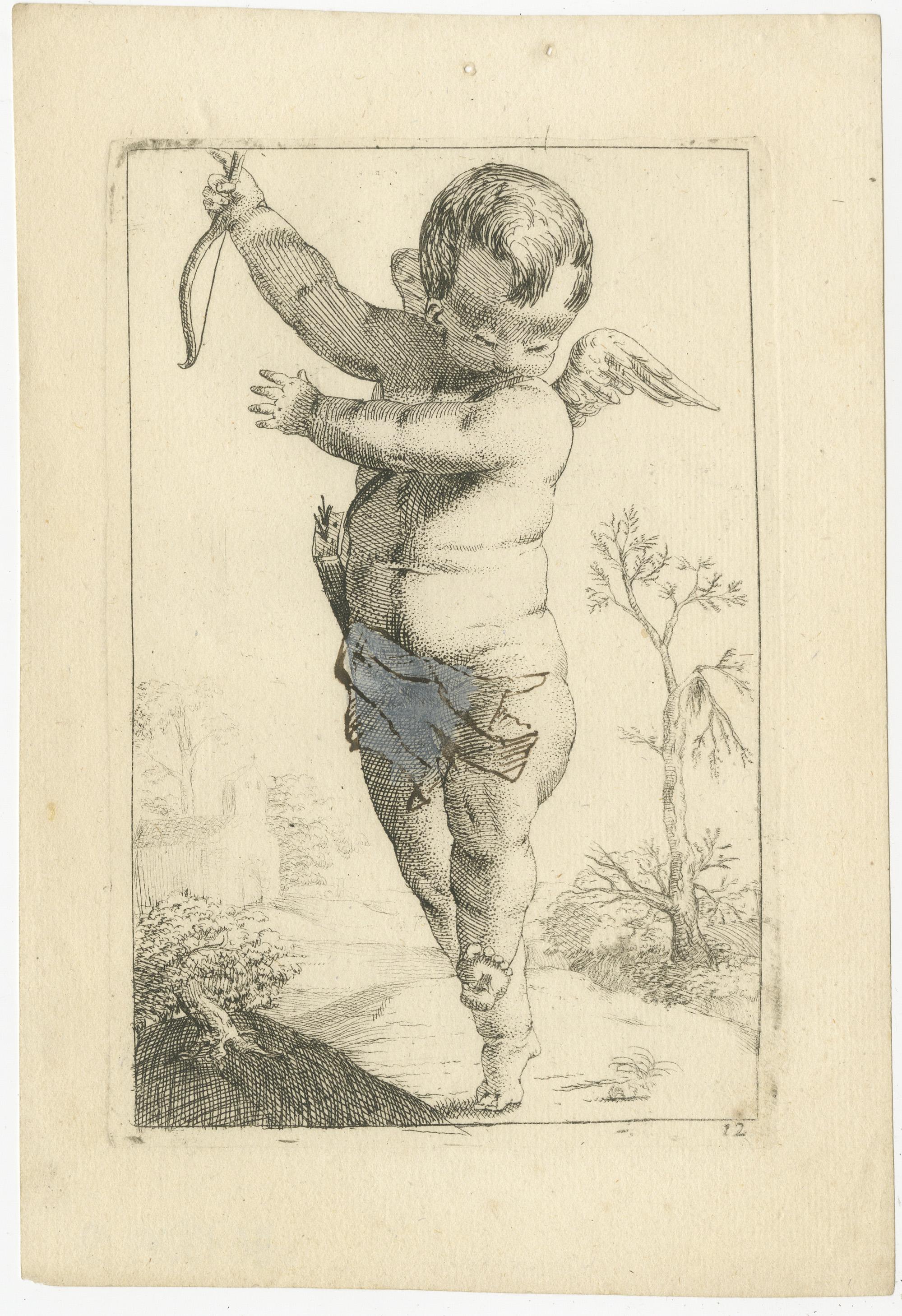 Barocke Launenhaftigkeit: The Putti-Gravuren von F.L.D. Ciartres, um 1620 im Zustand „Gut“ im Angebot in Langweer, NL