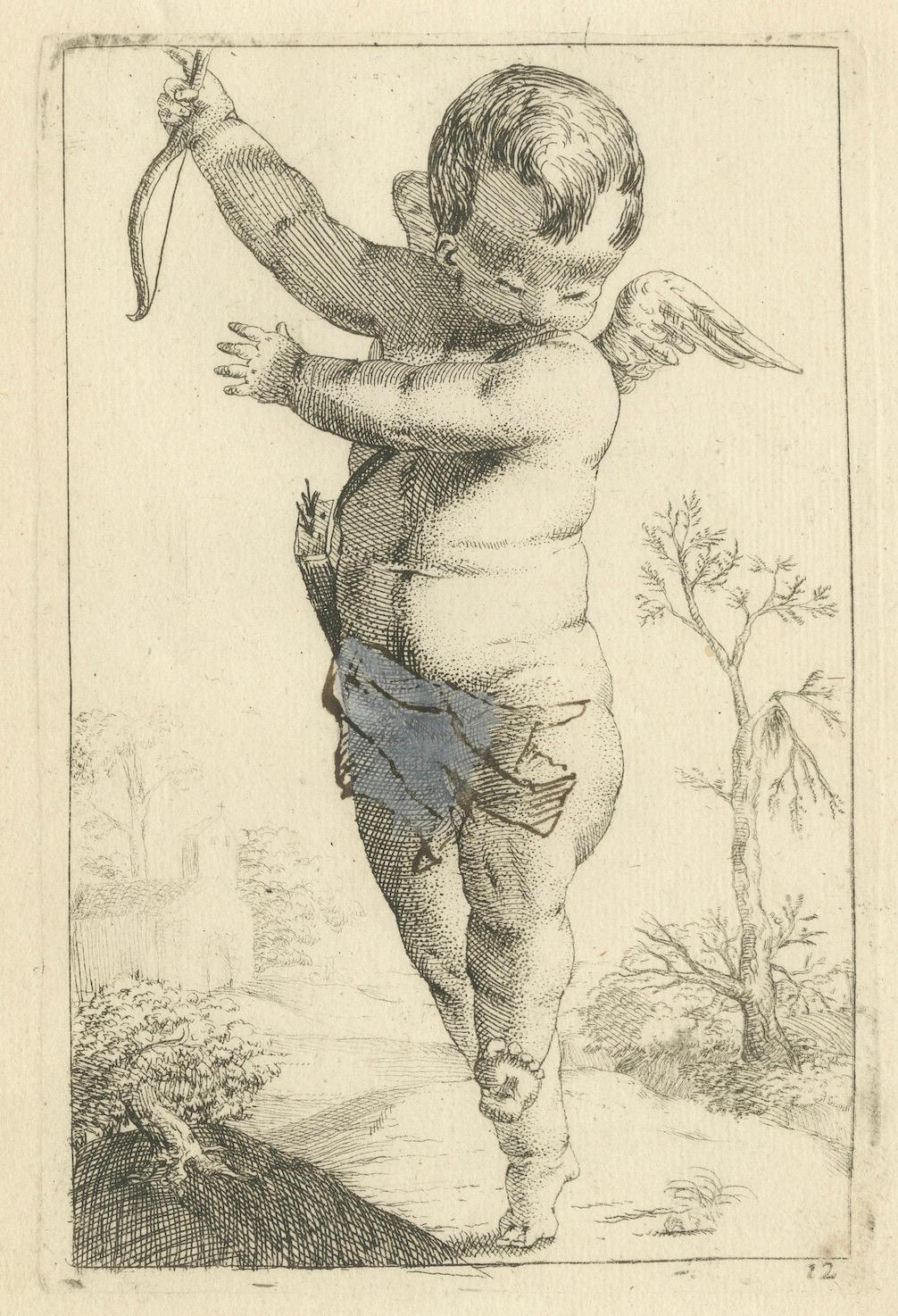 Barocke Launenhaftigkeit: The Putti-Gravuren von F.L.D. Ciartres, um 1620 (Papier) im Angebot
