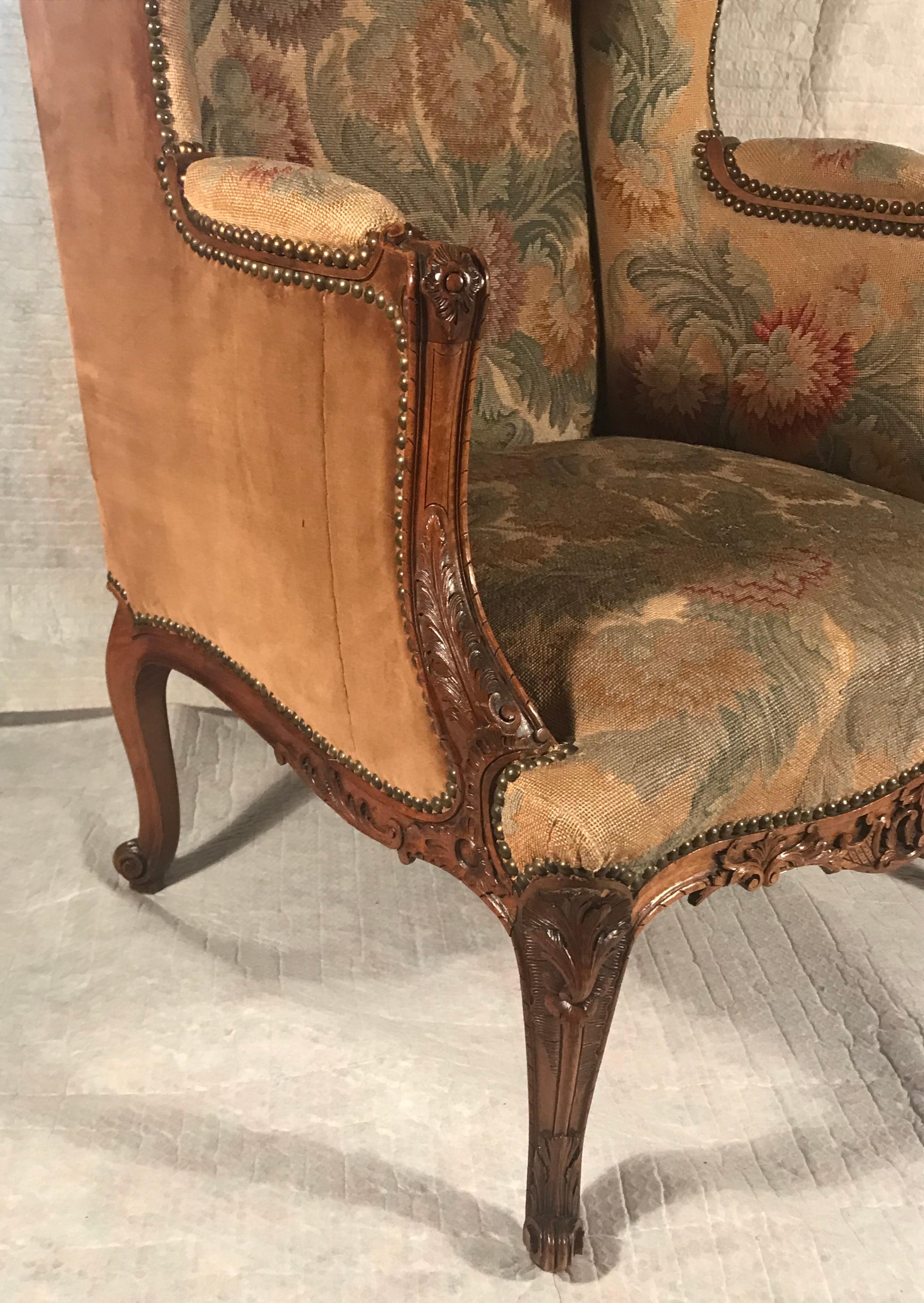Mid-18th Century Baroque Wingback Armchair, Germany 18th century For Sale