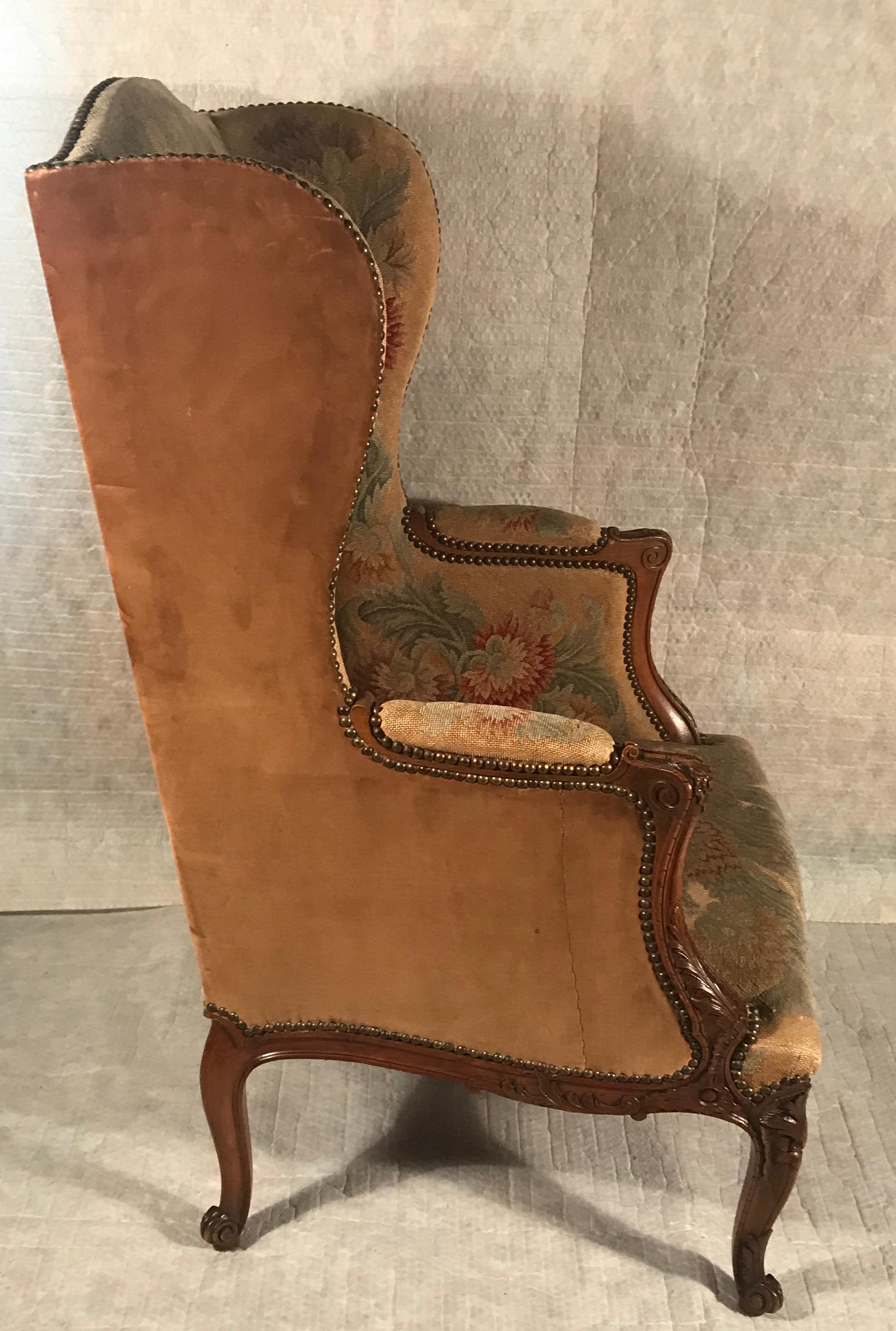 Walnut Baroque Wingback Armchair, Germany 18th century For Sale
