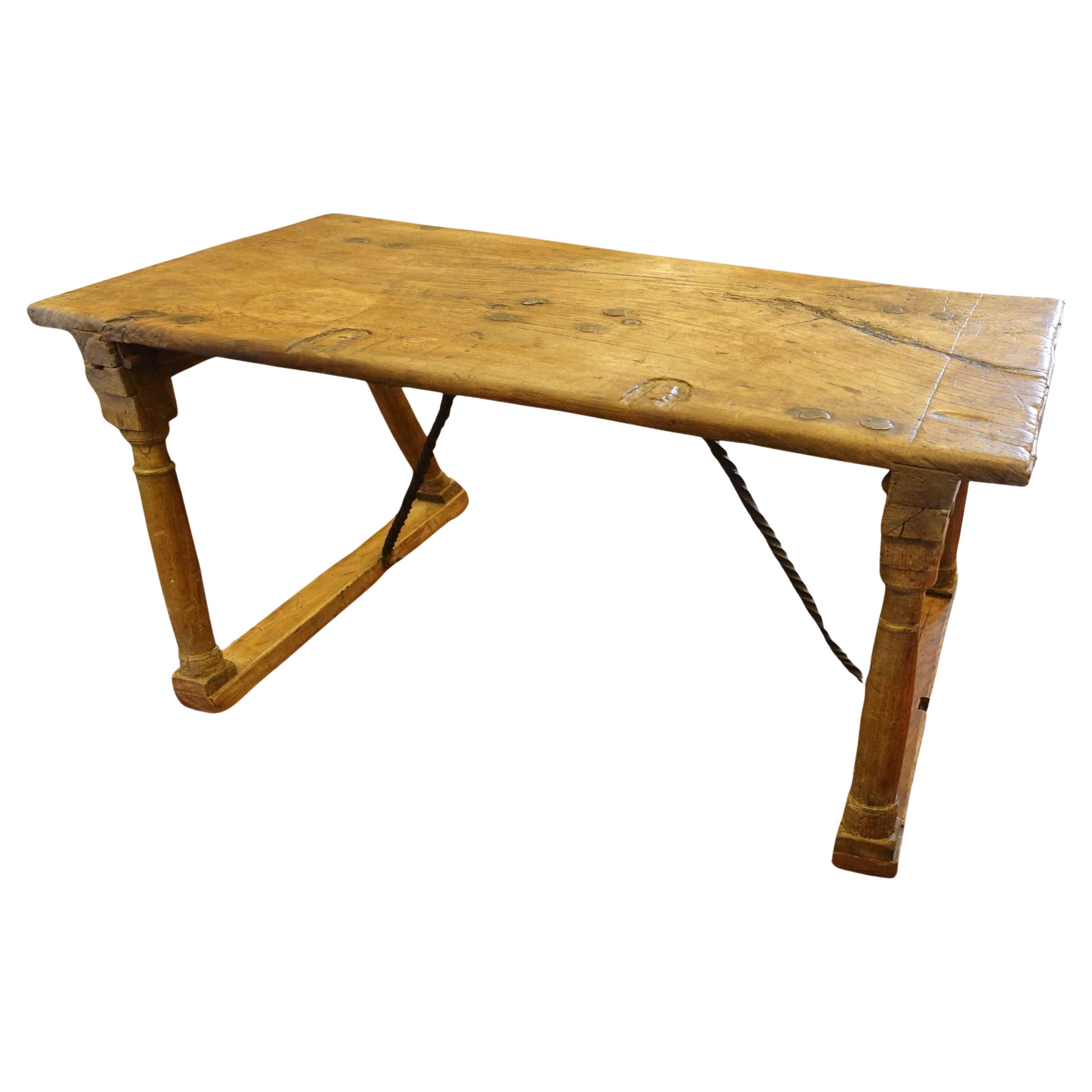 Baroque Wood and Iron Spanish Folding Traveling Table