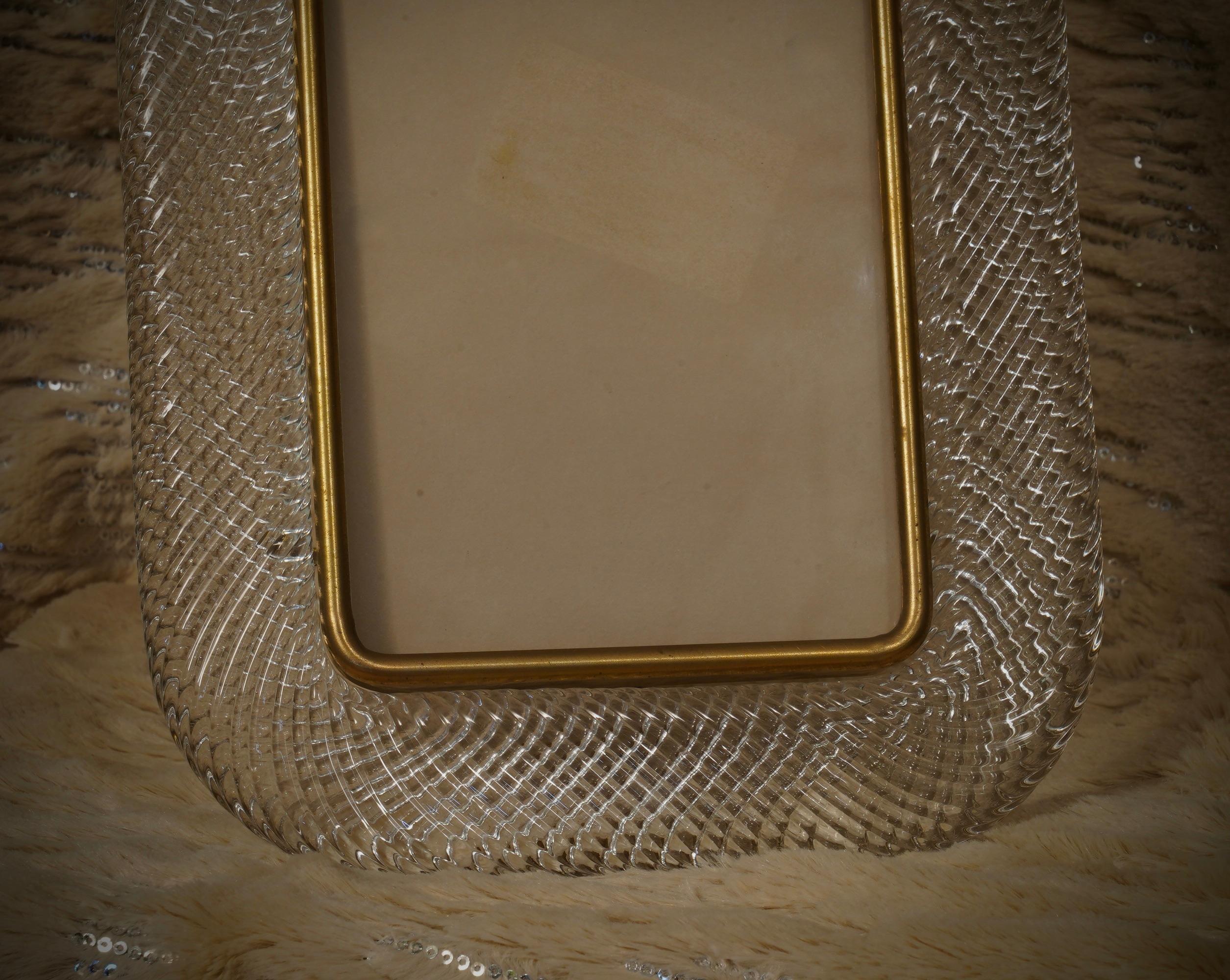Barovie & Toso Murano Transparent Color Art Glass Picture Frame, 2000 In Good Condition For Sale In Rome, IT