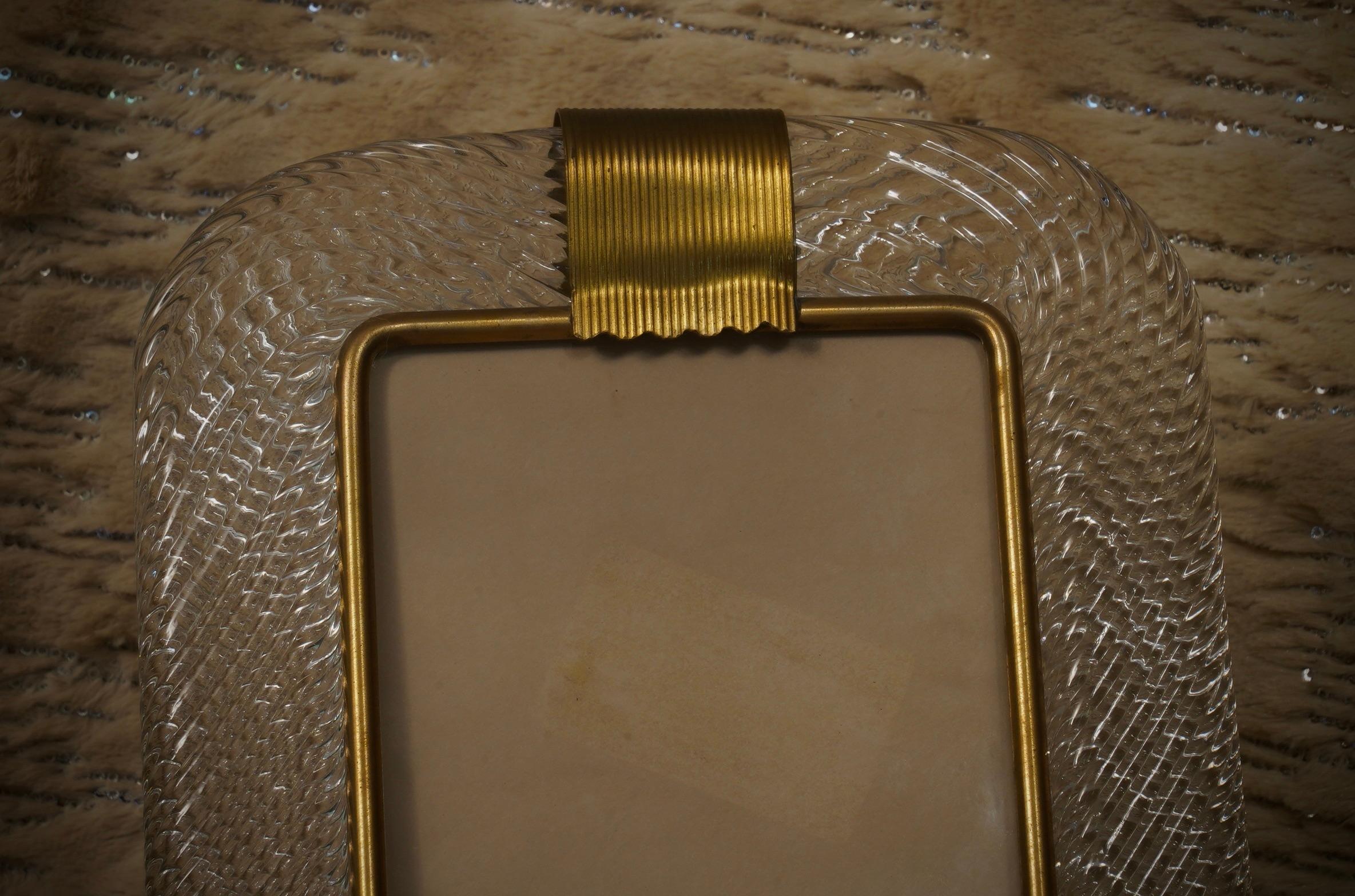 Contemporary Barovie & Toso Murano Transparent Color Art Glass Picture Frame, 2000 For Sale