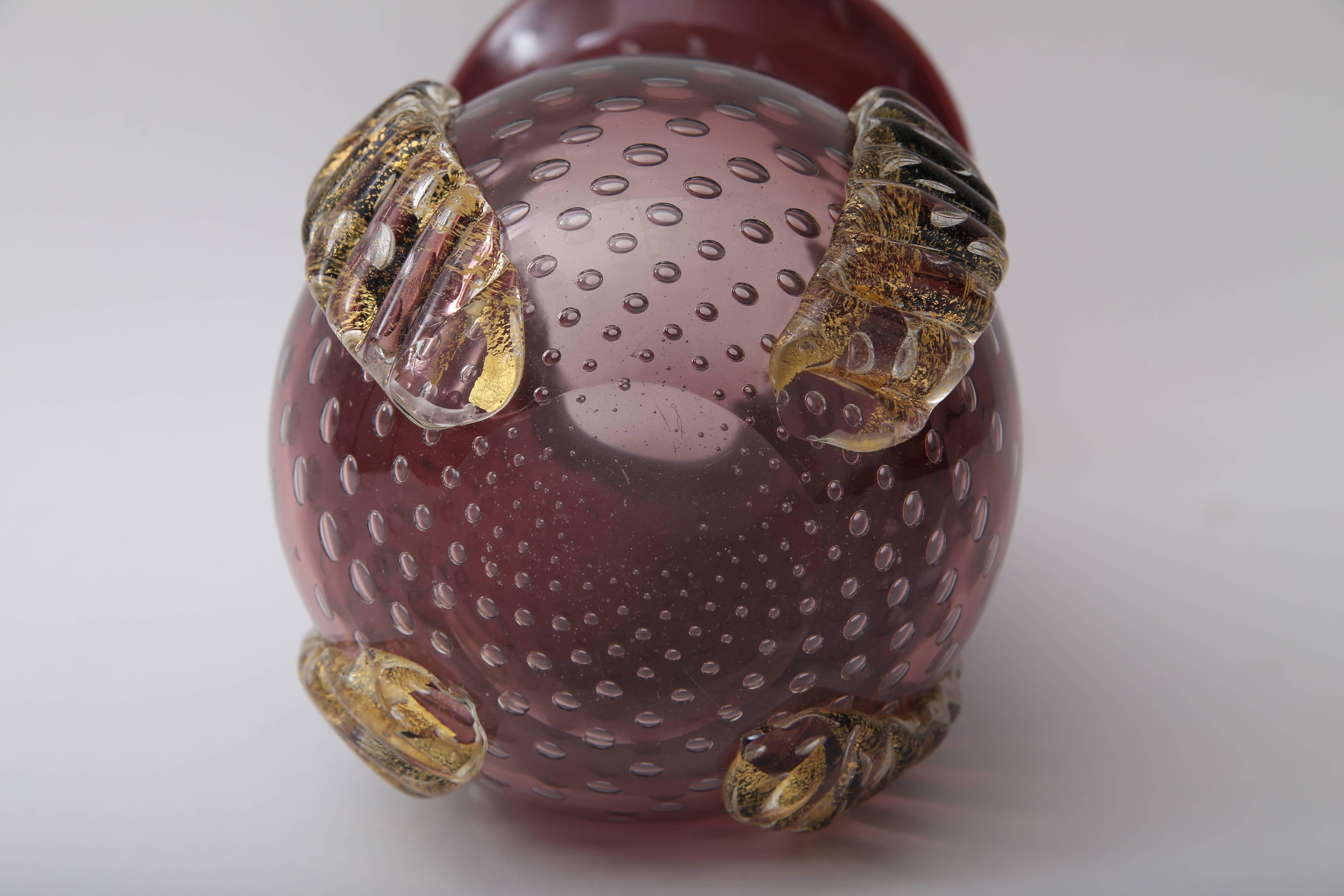 20th Century  Aubergene Coloration Murano Glass Vase For Sale
