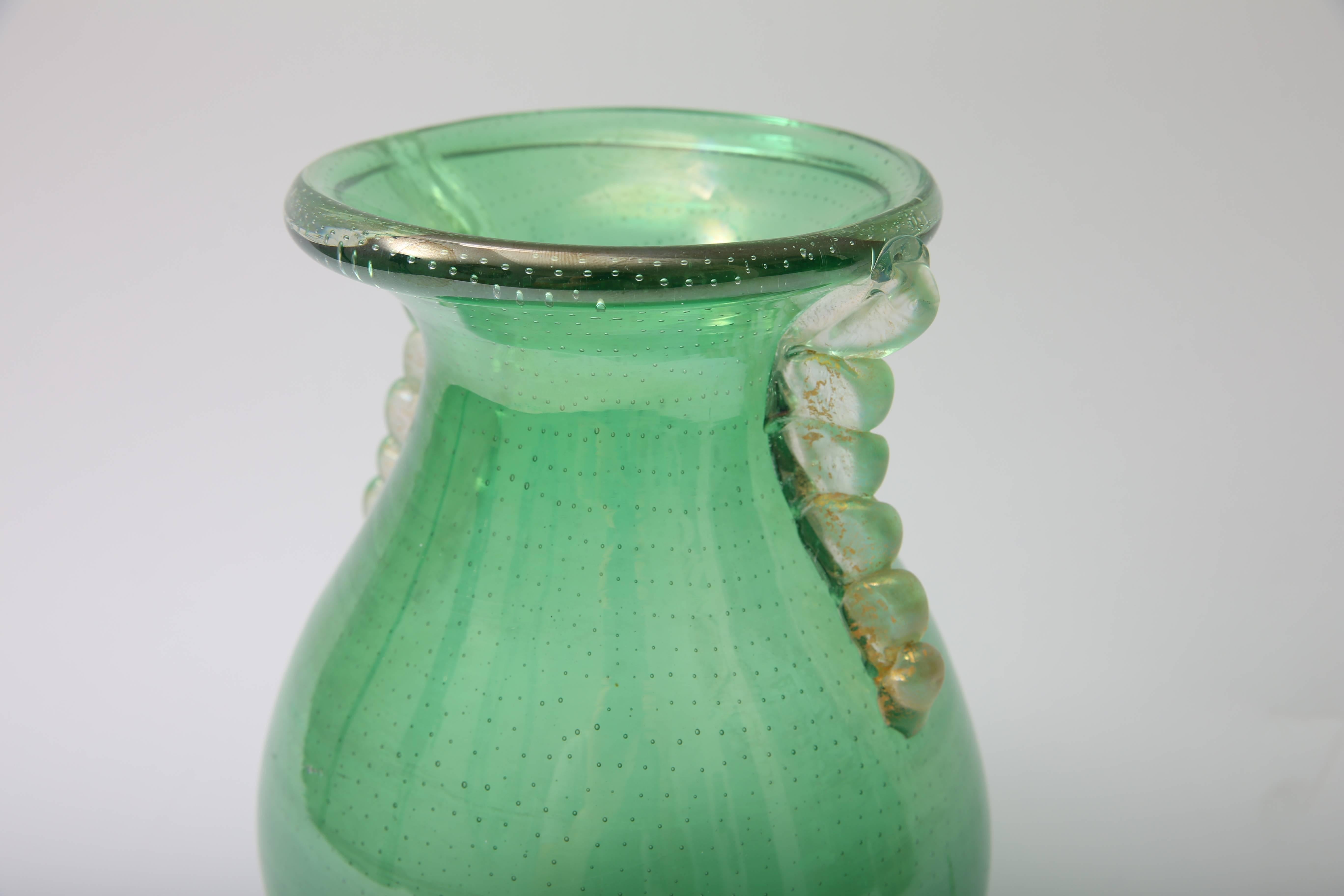 Mid-Century Modern  Green Murano Glass Vase