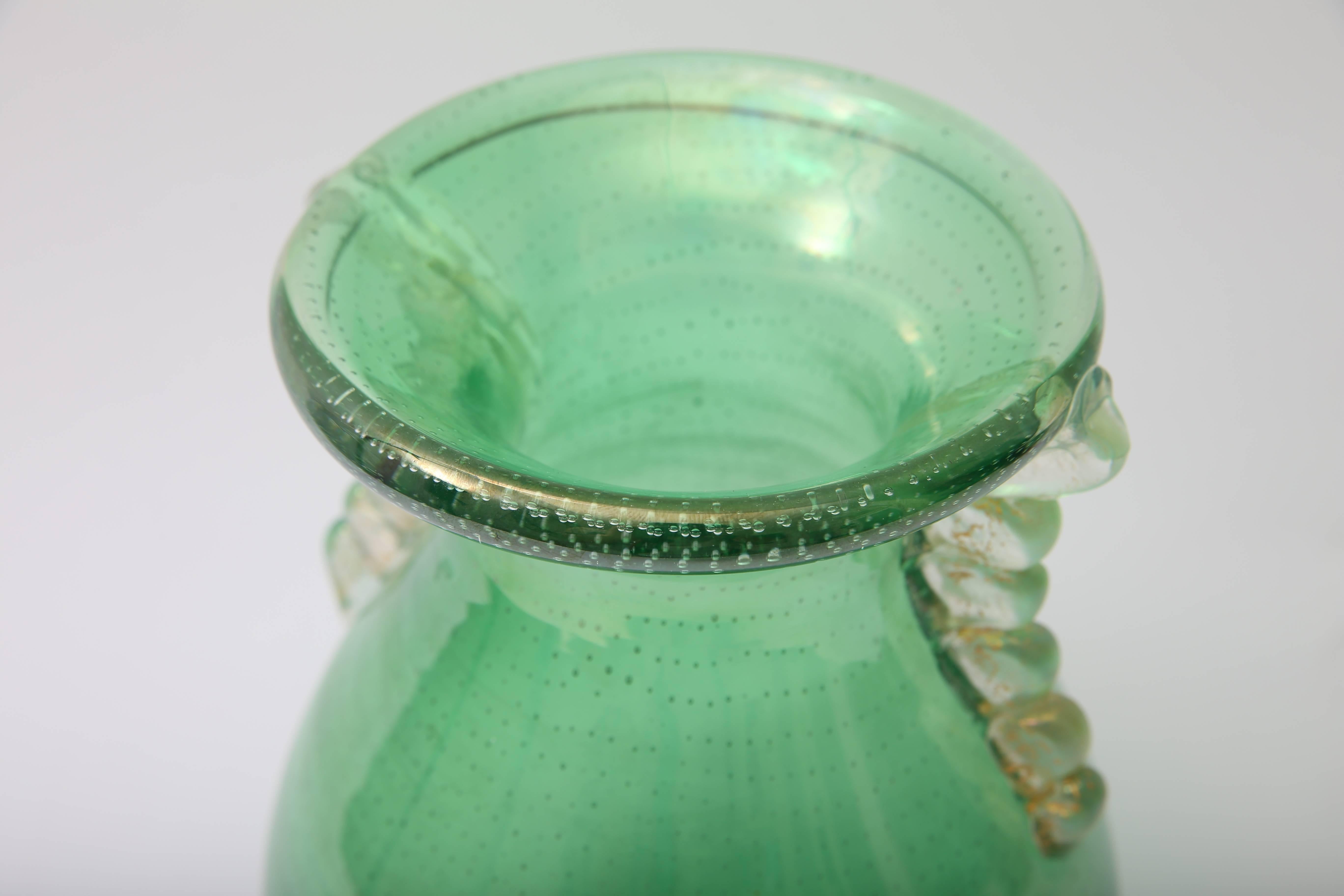 20th Century  Green Murano Glass Vase