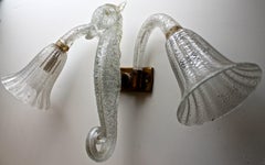 Barovier & Toso Murano Glass Sea Horse Wall Sconce