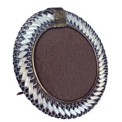 Barovier & Toso Photo Frame in Murano Glass, with Silver Filigree, circa 1950