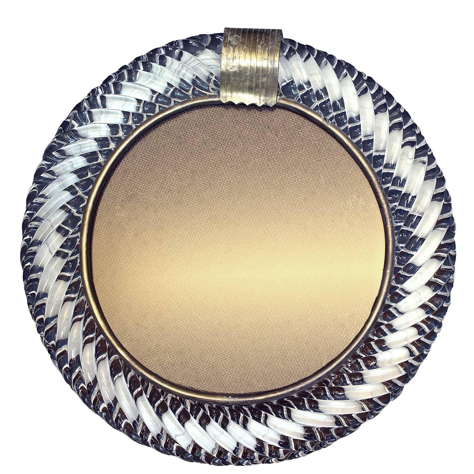 Modern Barovier & Toso Photo Frame in Murano Glass, with Silver Filigree, circa 1950 For Sale