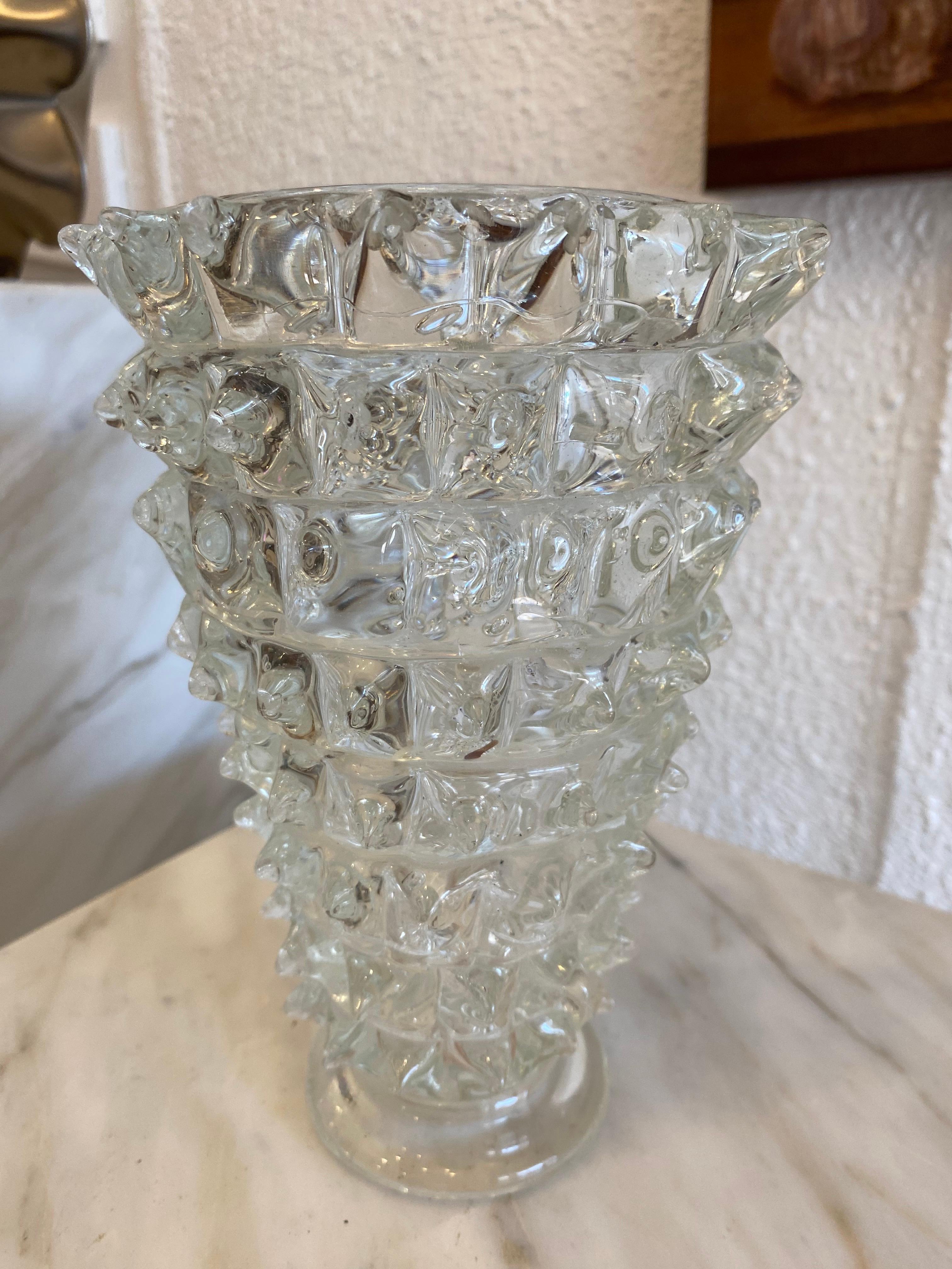 Hand-Crafted Barovier 1940s Rostrato Vase 21cm H For Sale
