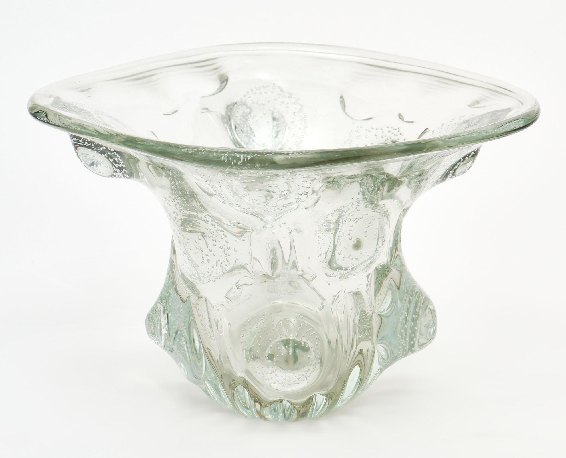 Italian Barovier “A Bolle” Vintage Murano Glass Vase