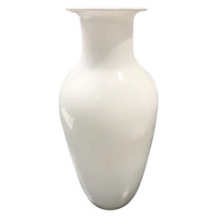 Barovier and Todo Midcentury Murano Snow White Art Glass Vase, Signed, 1950s