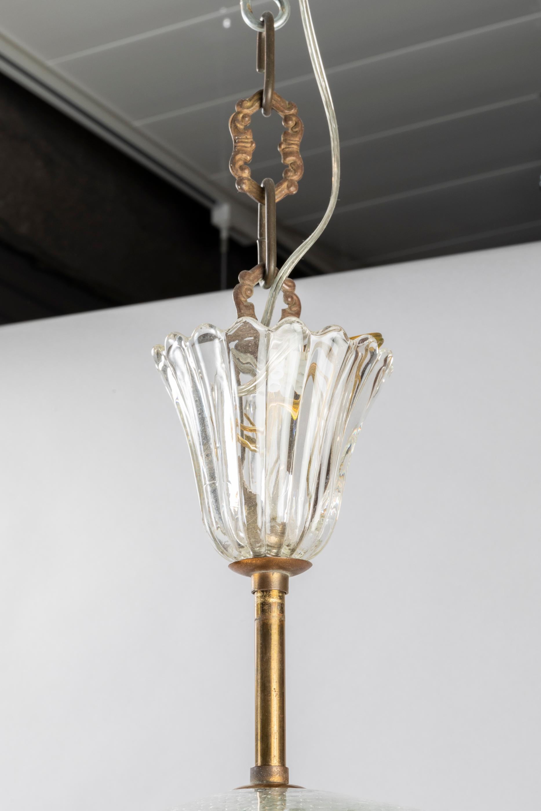 Barovier and Toso Ceiling Lamp in Murano Blown Glass, 1940s 6