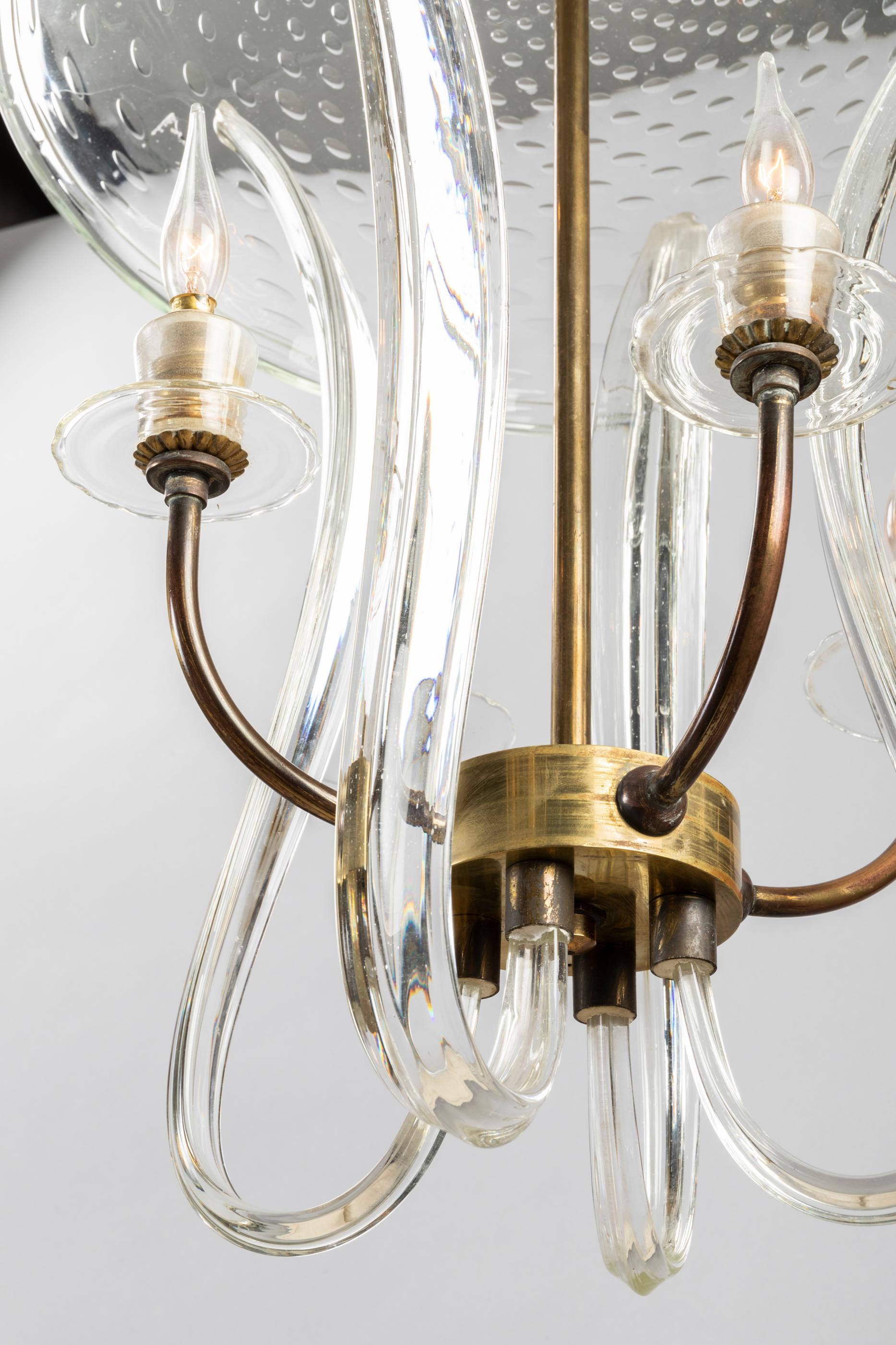 Barovier and Toso Ceiling Lamp in Murano Blown Glass, 1940s In Good Condition In Saint Ouen, FR
