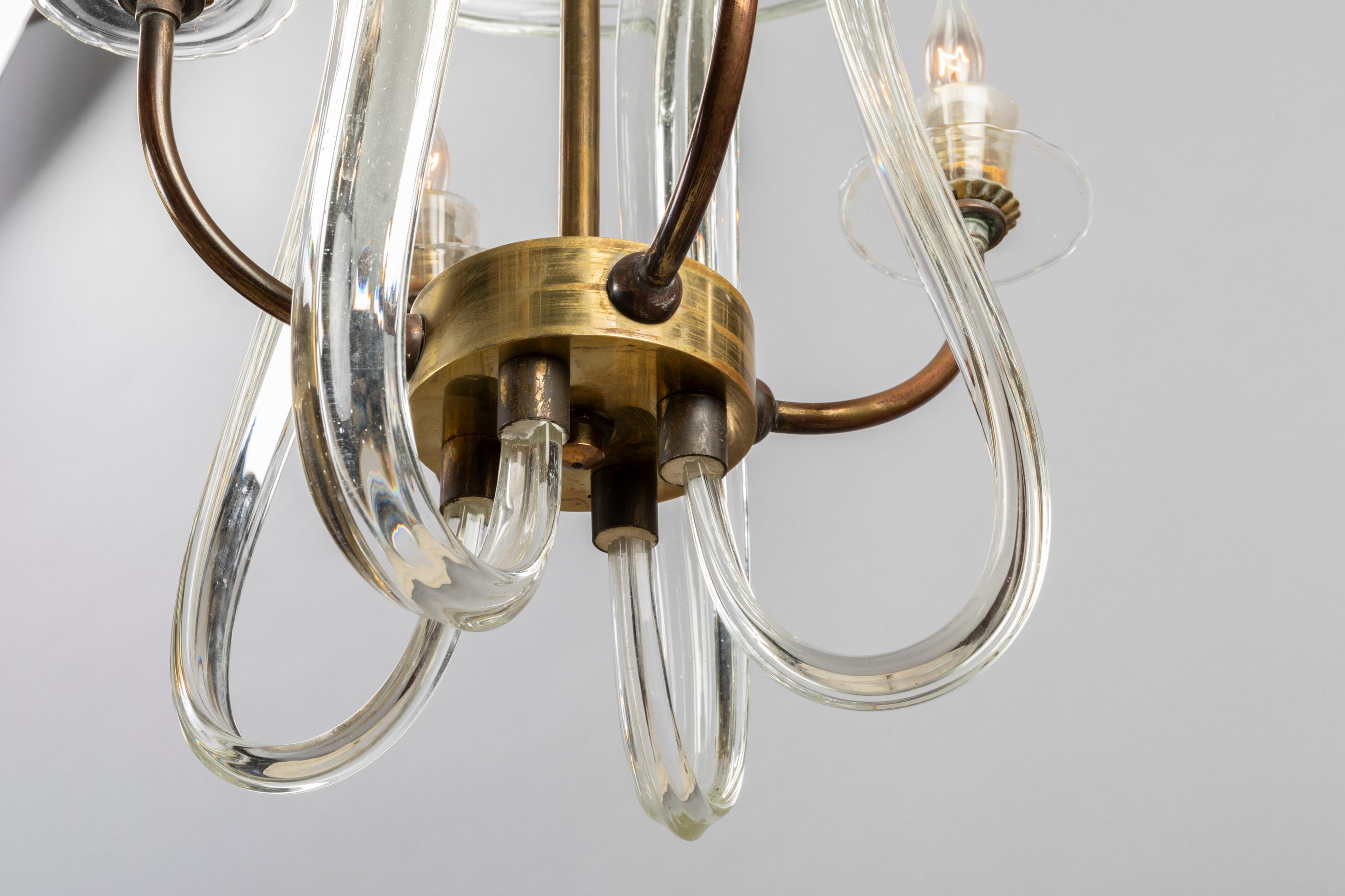 Mid-20th Century Barovier and Toso Ceiling Lamp in Murano Blown Glass, 1940s