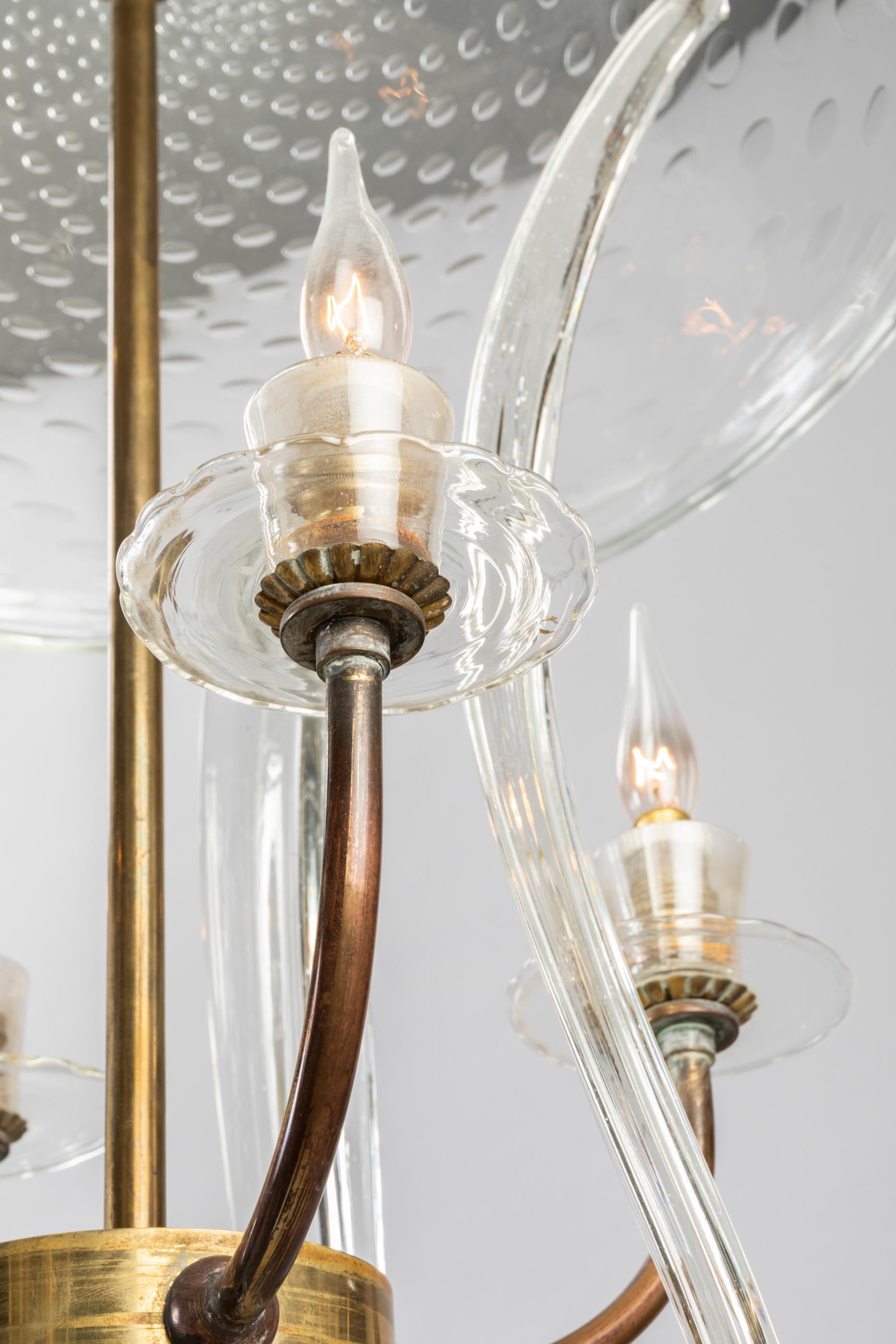 Barovier and Toso Ceiling Lamp in Murano Blown Glass, 1940s 1