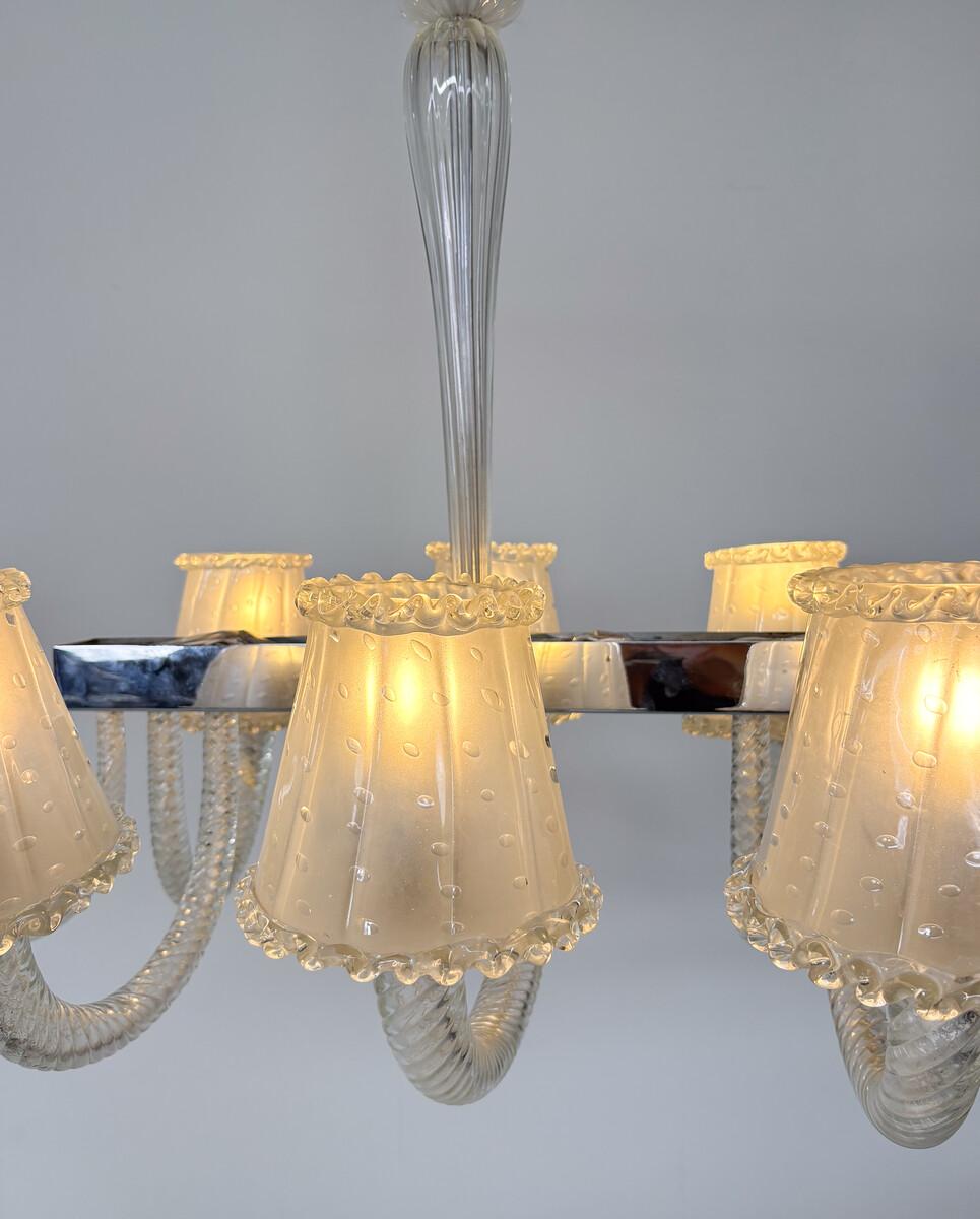 XX secolo Barovier&Toso, lampadario in vetro di Murano - 8 lampade a incasso in vendita