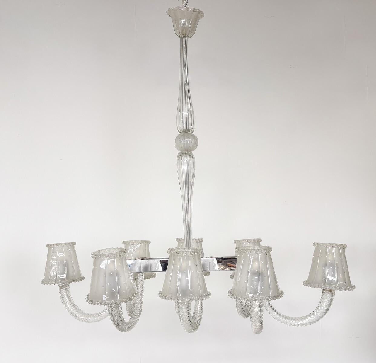 Barovier&Toso, lampadario in vetro di Murano - 8 lampade a incasso in vendita 1