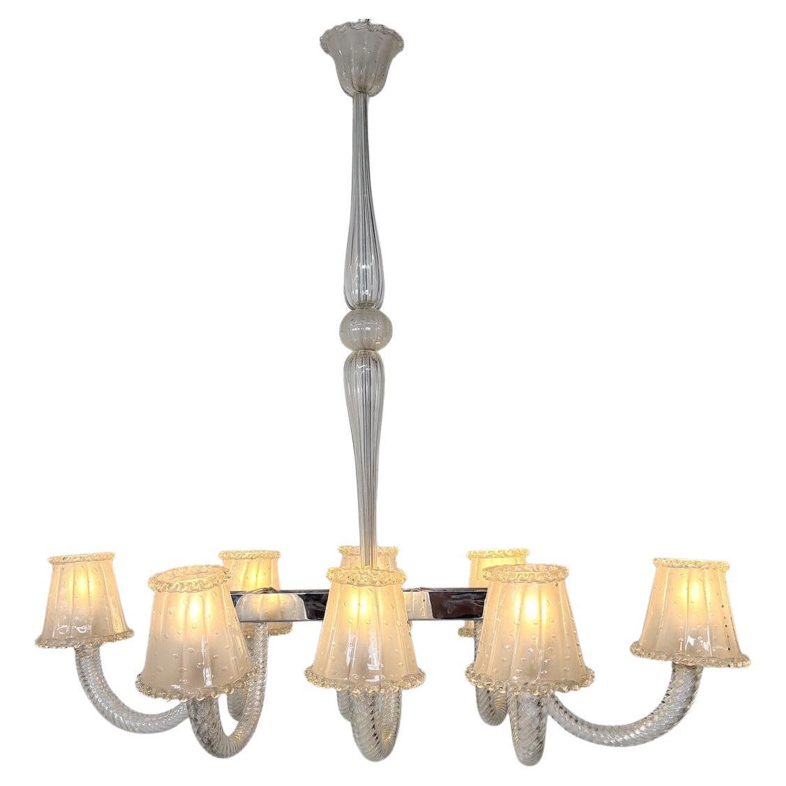 Barovier&Toso, lampadario in vetro di Murano - 8 lampade a incasso in vendita