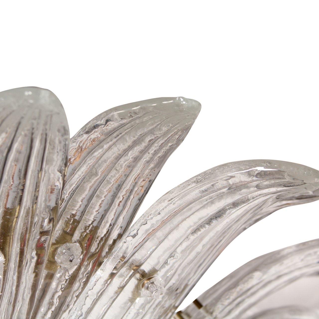 Mid-Century Modern Barovier and Toso Flush Mount Crystal Fronds Light Fixture~ Signed For Sale
