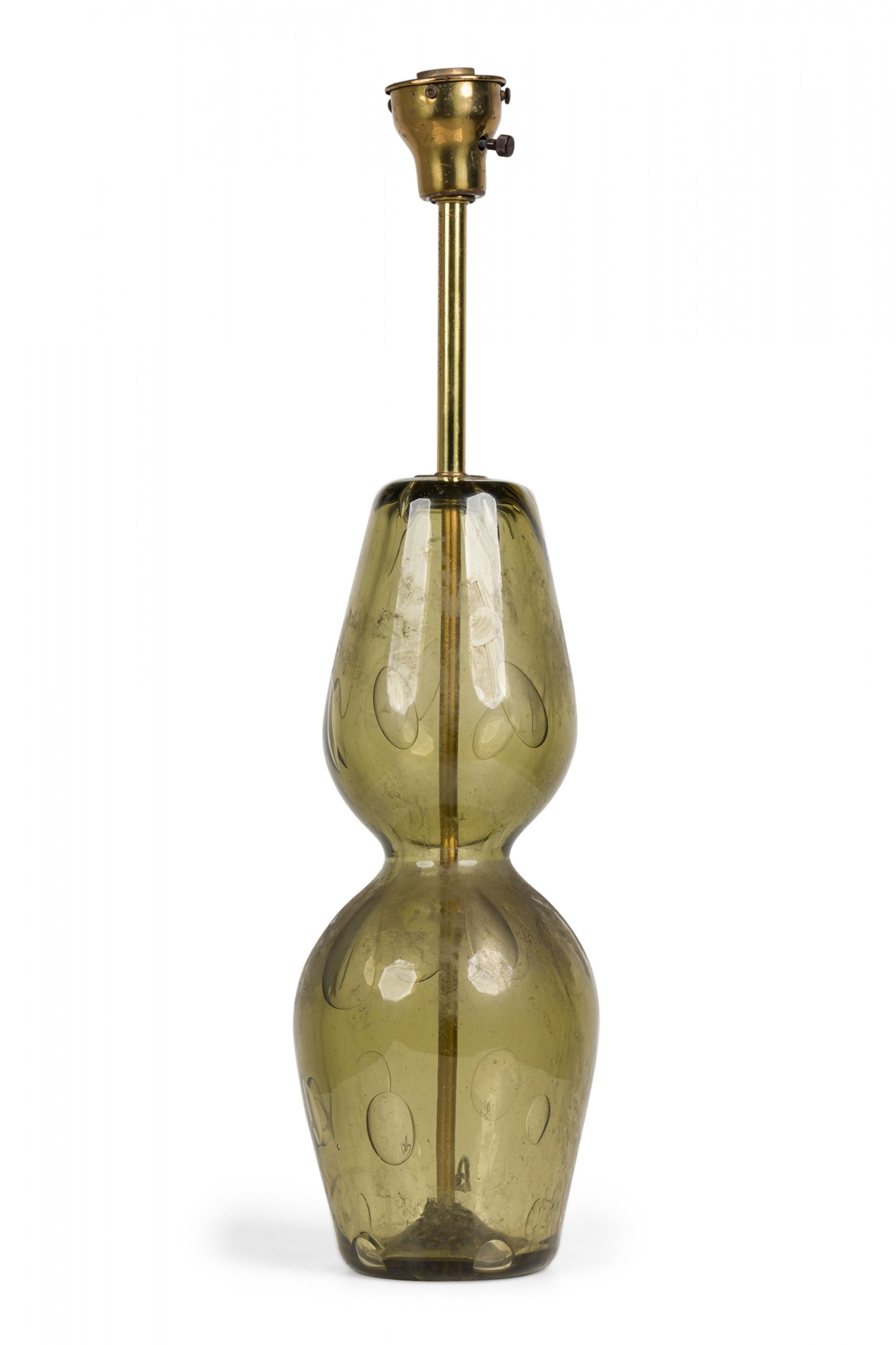 Barovier and Toso Italian Handblown Green Glass Hourglass Form Table Lamp For Sale 3