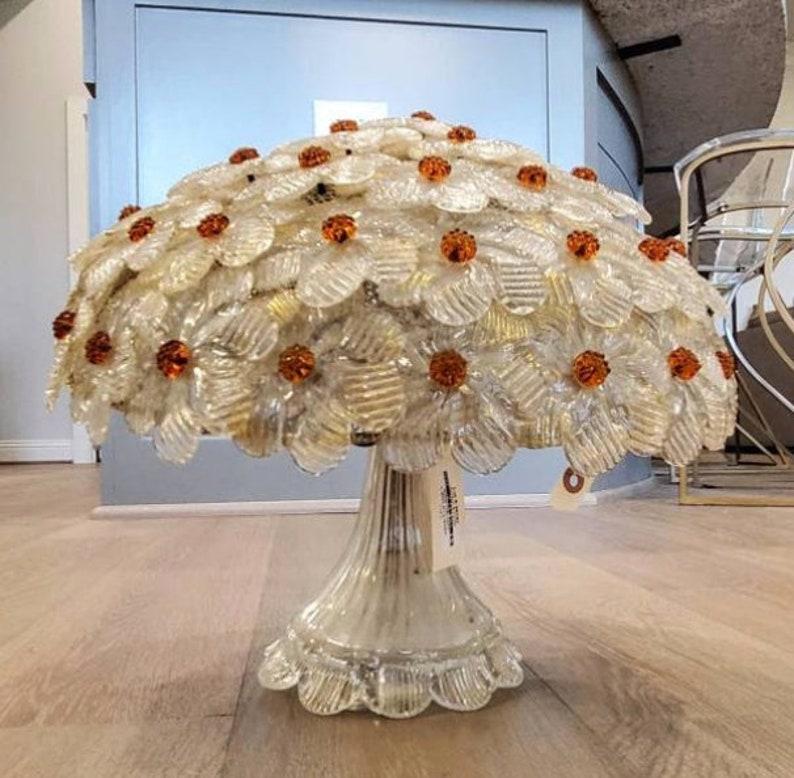 20th Century Barovier and Toso Mid-Century Italian Murano Glass Flower Chandelier For Sale