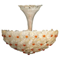 Vintage Barovier and Toso Mid-Century Italian Murano Glass Flower Chandelier