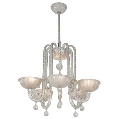 Barovier and Toso Murano Chandelier, Italian Design, 1940s