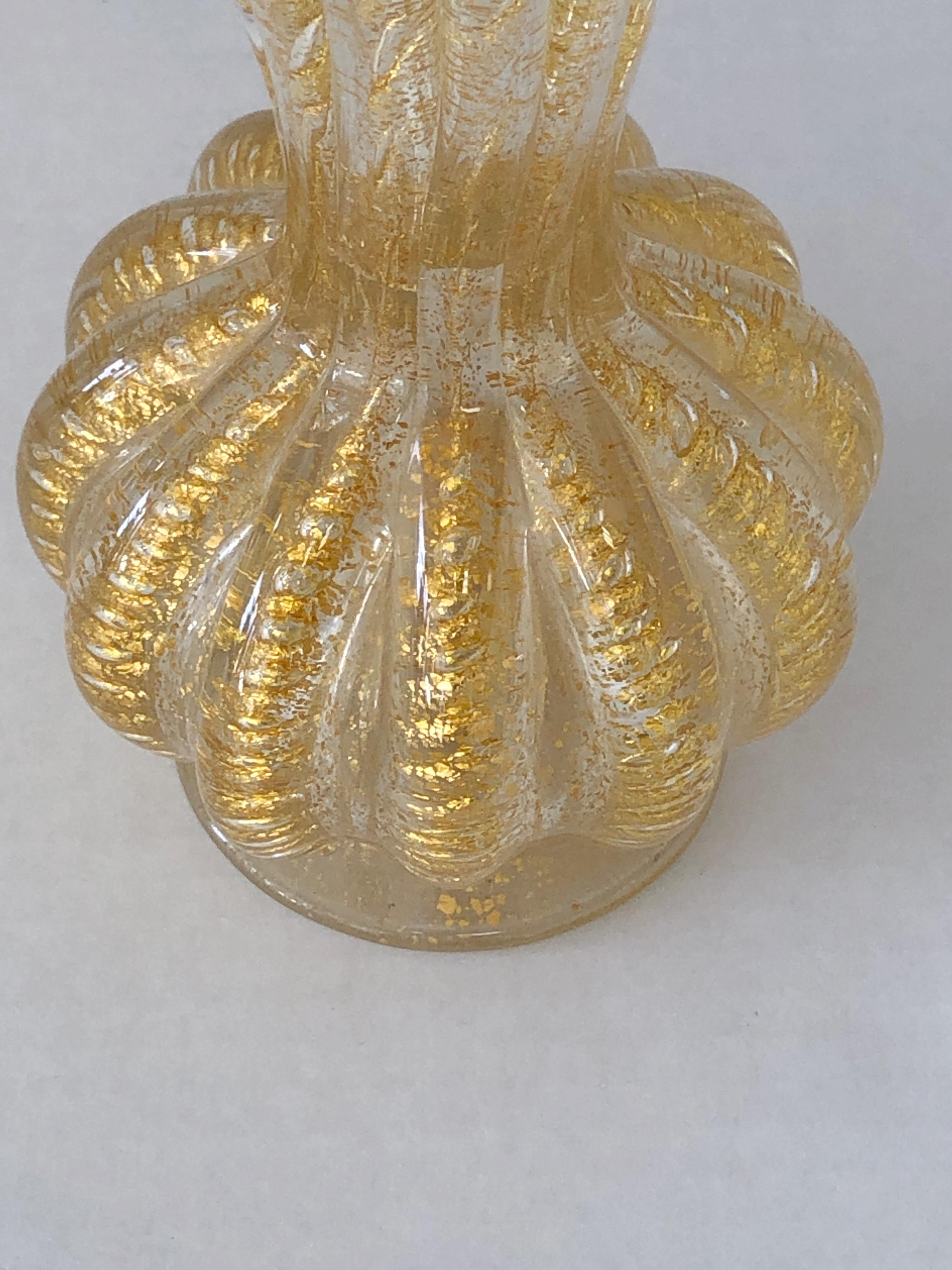 Mid-20th Century Barovier and Toso Murano Cordonato d’Oro Midcentury Vase
