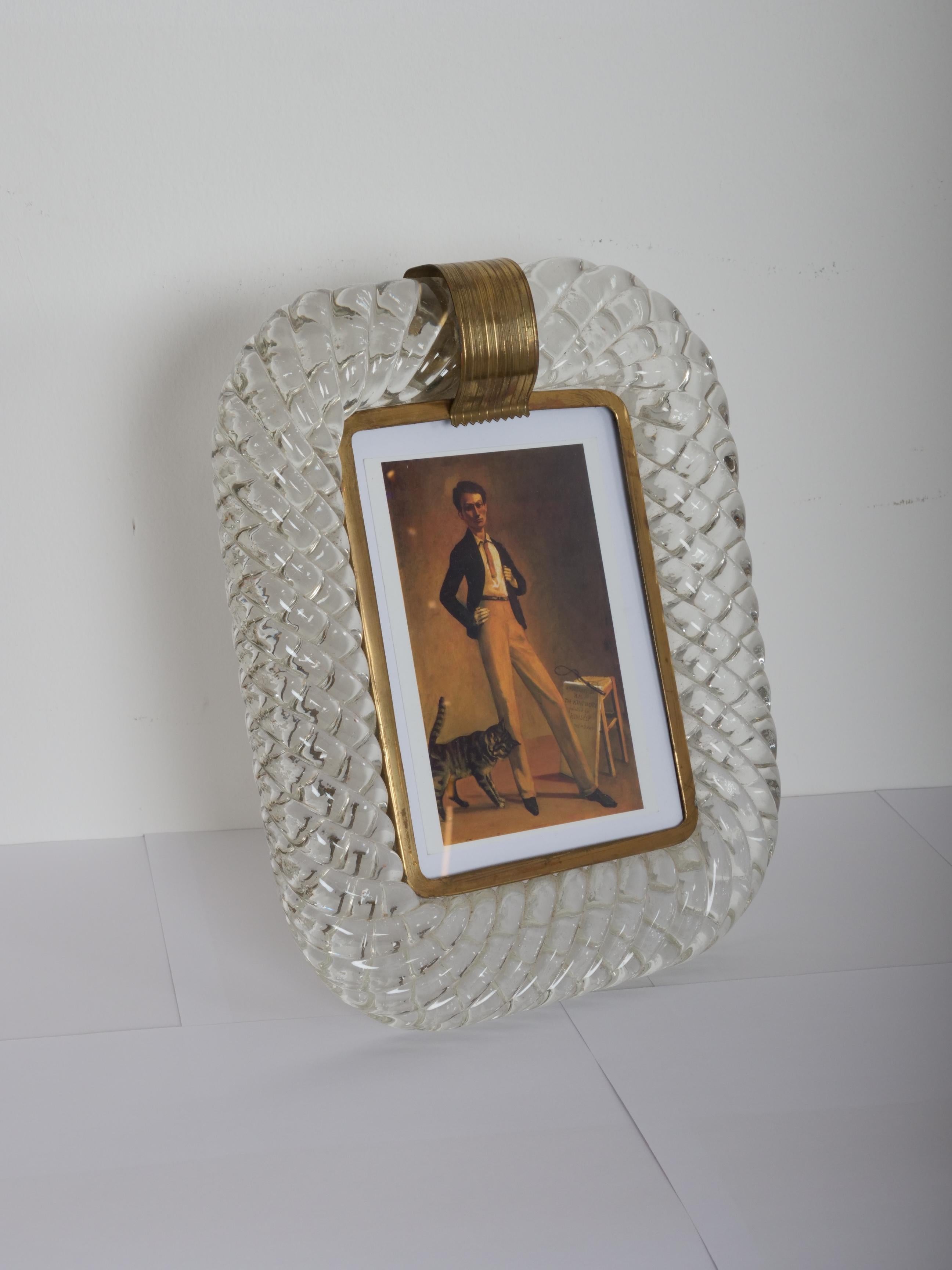 Mid-Century Modern Barovier and Toso murano glass picture frame. Italy c1949 For Sale