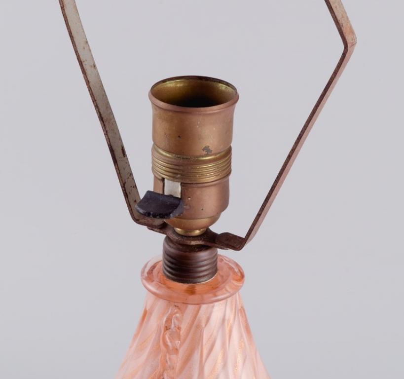 Barovier and Toso, Murano, Large Table Lamp in Pink Hand Blown Art Glass In Excellent Condition For Sale In Copenhagen, DK