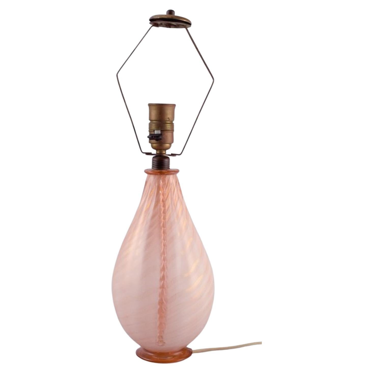Barovier and Toso, Murano, Large Table Lamp in Pink Hand Blown Art Glass