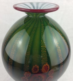 Sculptural Murano Art Glass Vase on Granite Base, Barovier and Toso