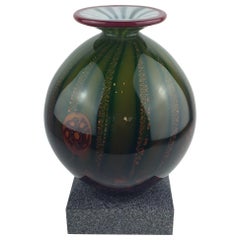 Barovier and Toso Murano Multicolored Aventurine Art Glass Vase Marble Base
