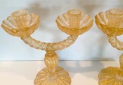 Barovier and Toso Murano Pair of Double Candlesticks by Ercole Barovier